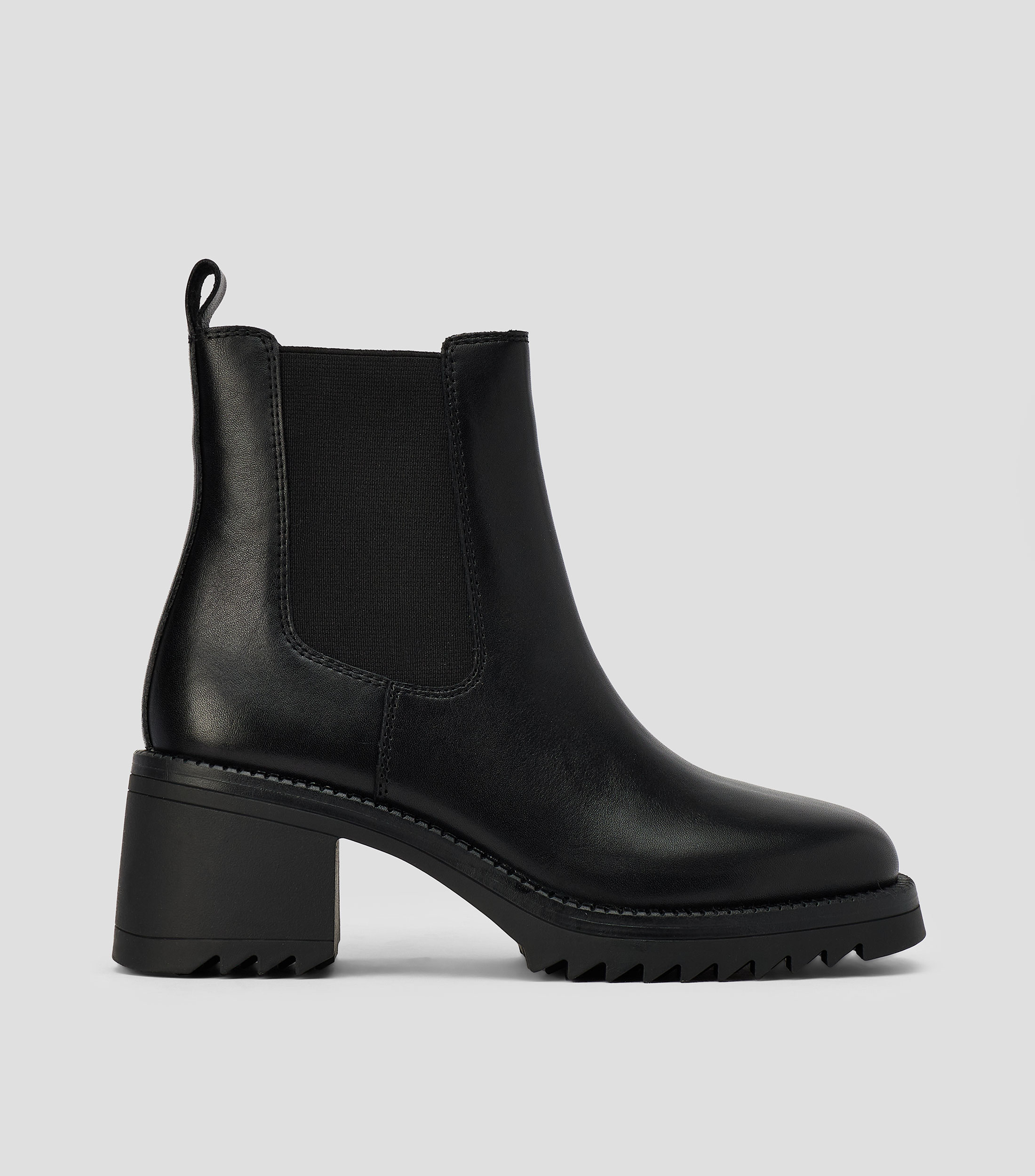 Botines en piel con tacón ancho de 6.6 cm Mujer