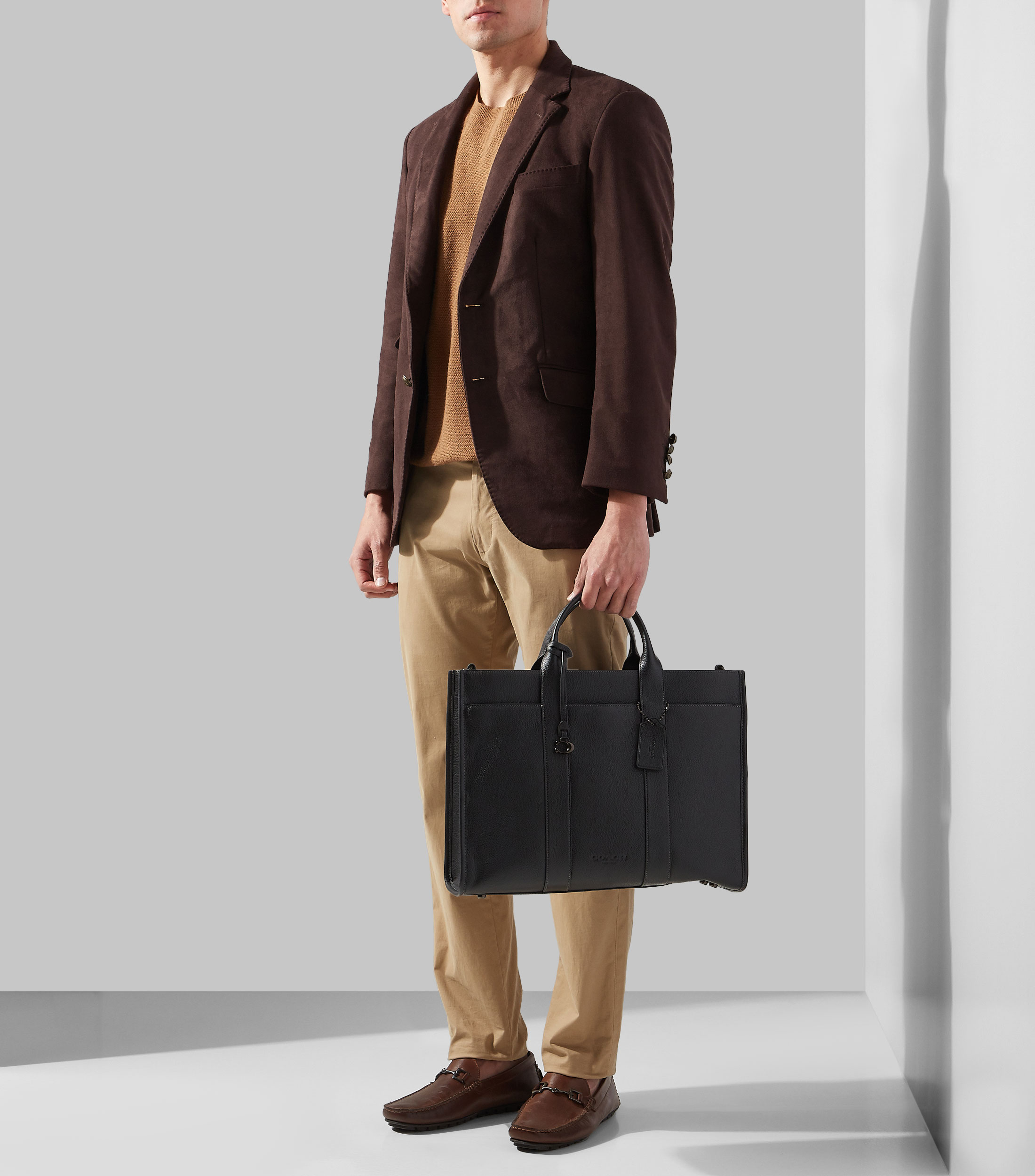 Bolso Tote Wesley negro en piel Hombre