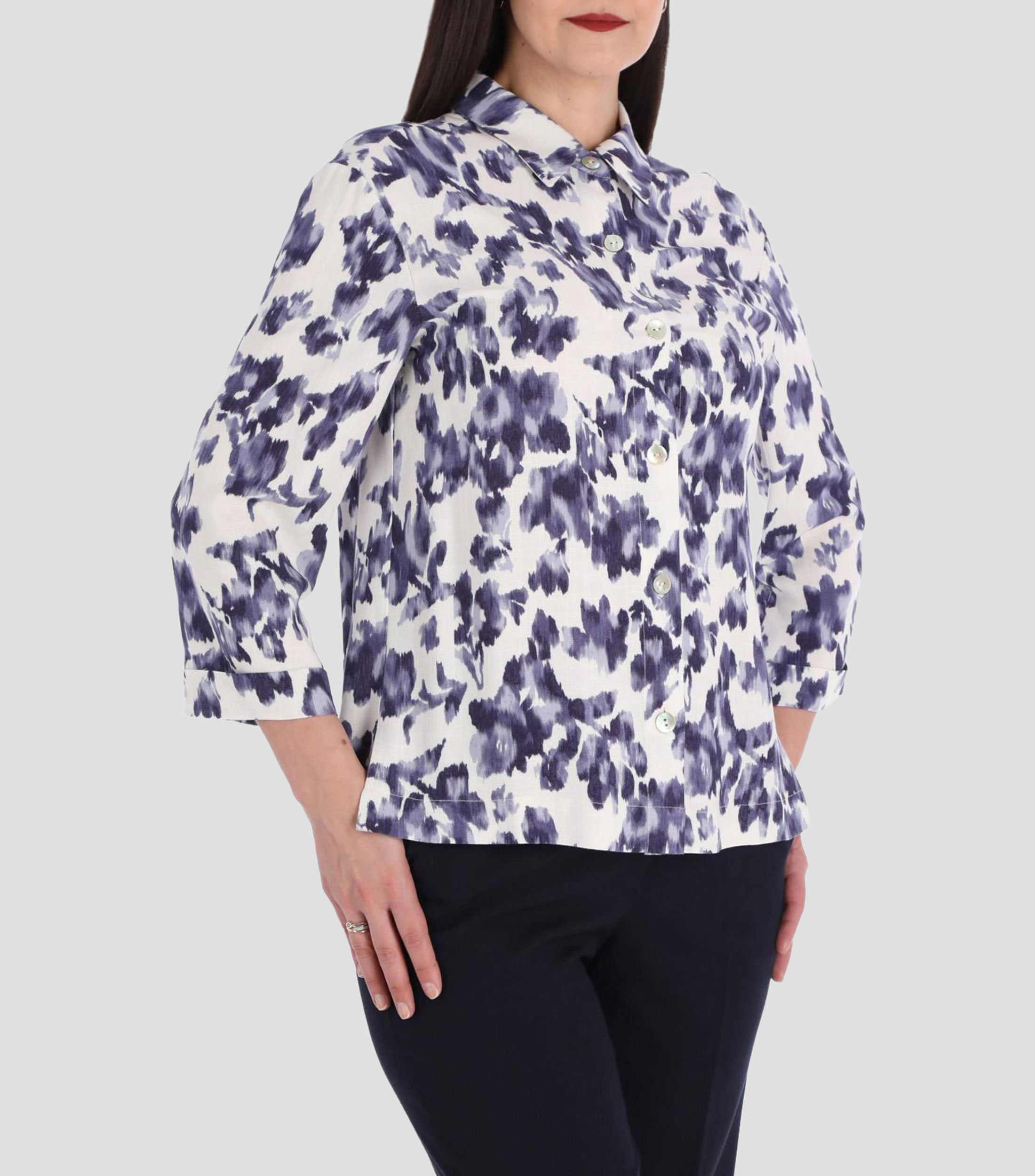 Blusa estampada manga 3/4 Mujer