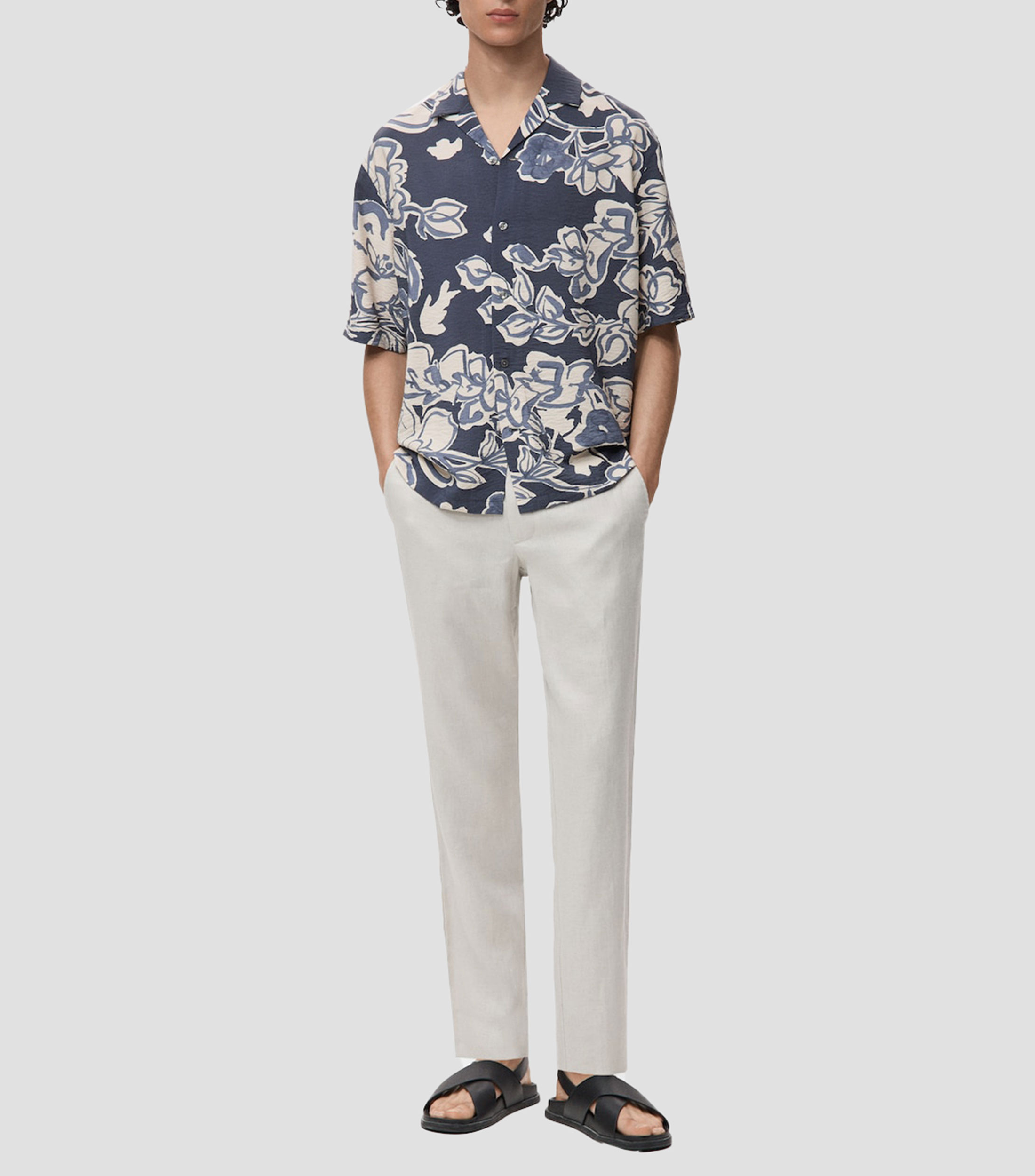 Camisa Flores manga corta Hombre