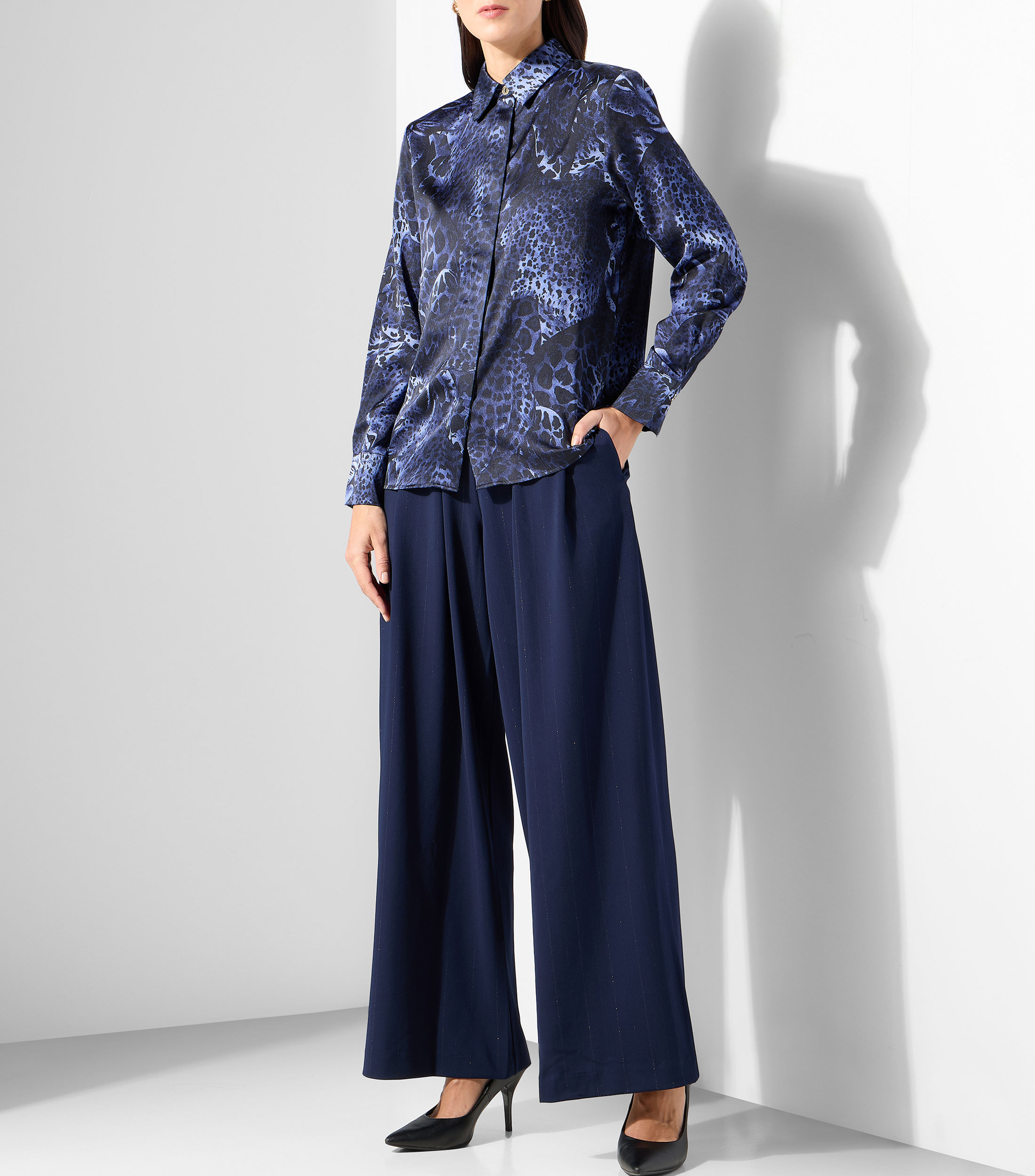 Camisa estampada manga larga Mujer