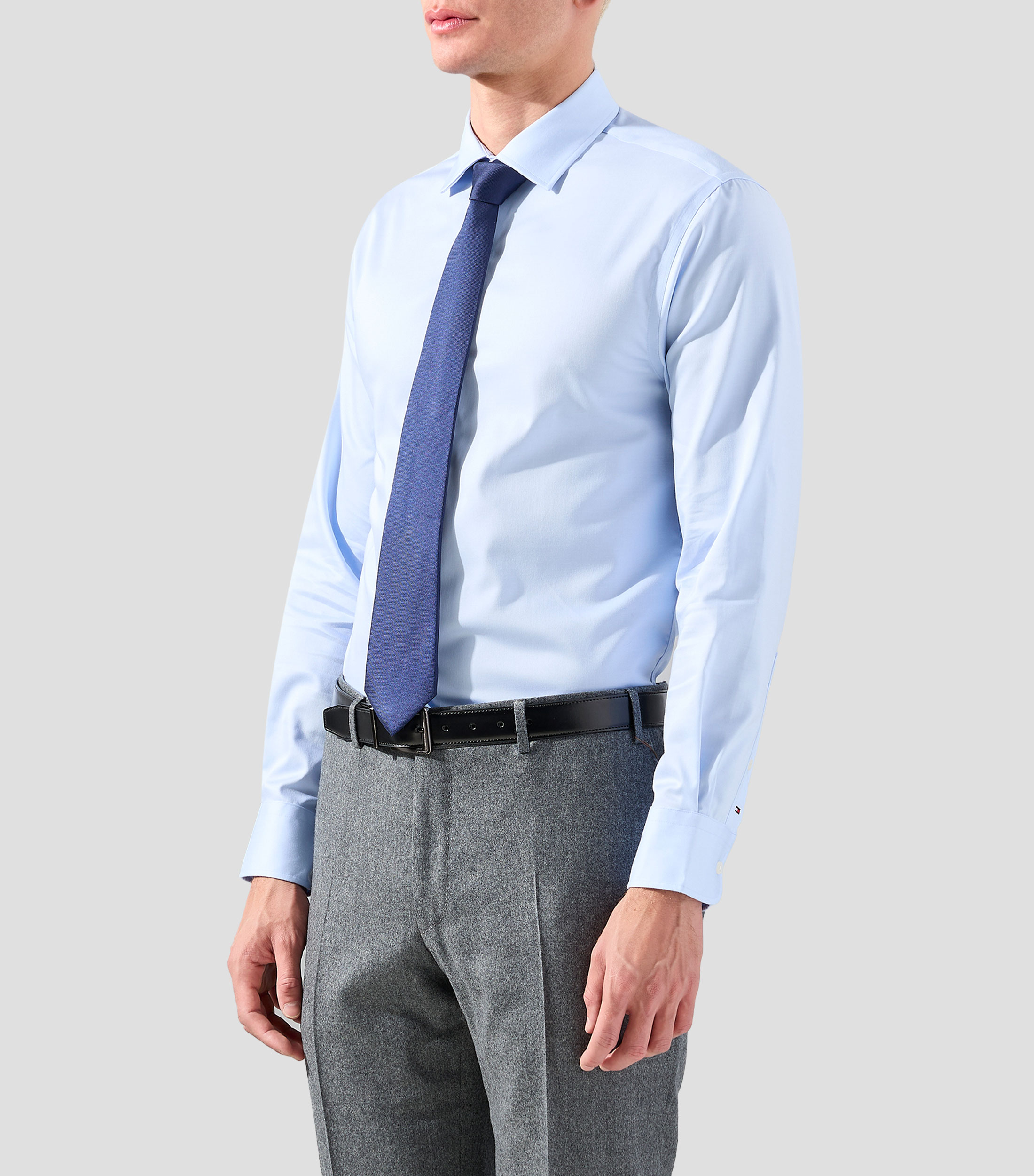 Camisa lisa manga larga Hombre