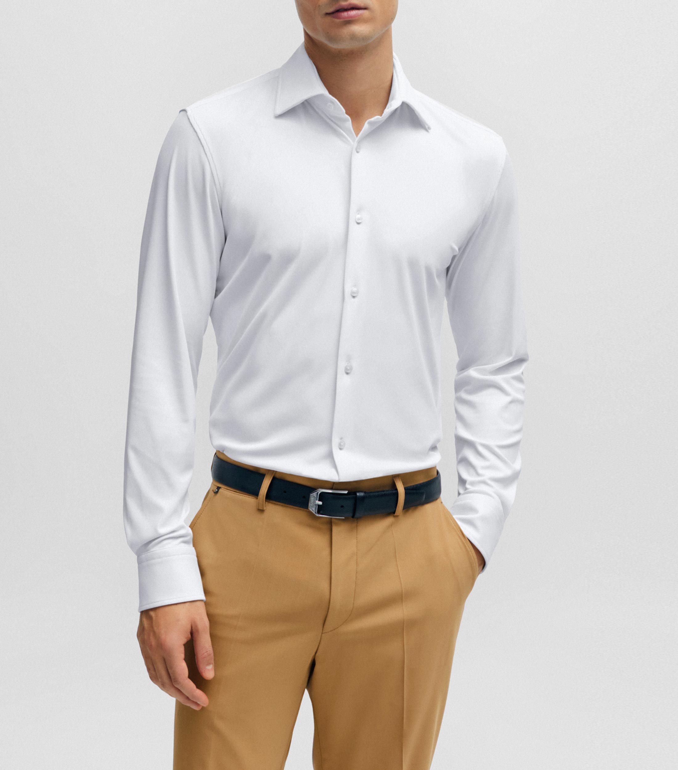 Camisa slim de tejido elastico tecnico Hombre