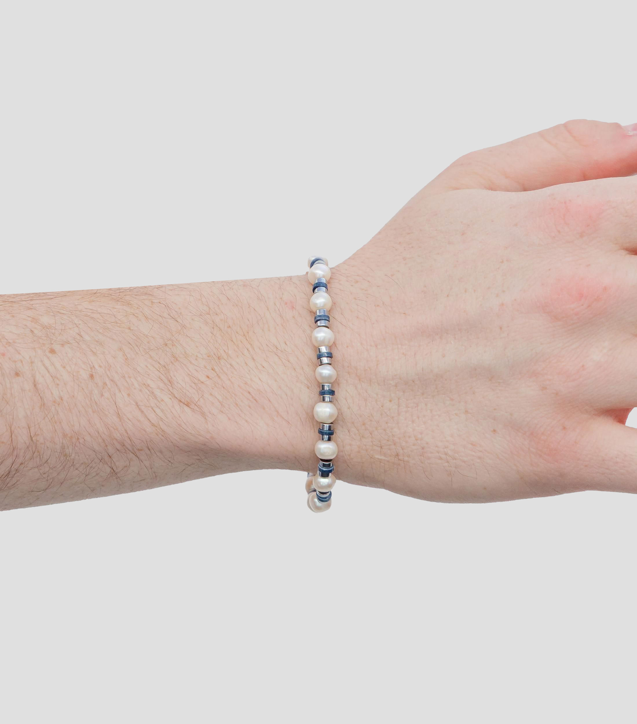 Pulsera en plata 925 con perlas y cuentas Hombre