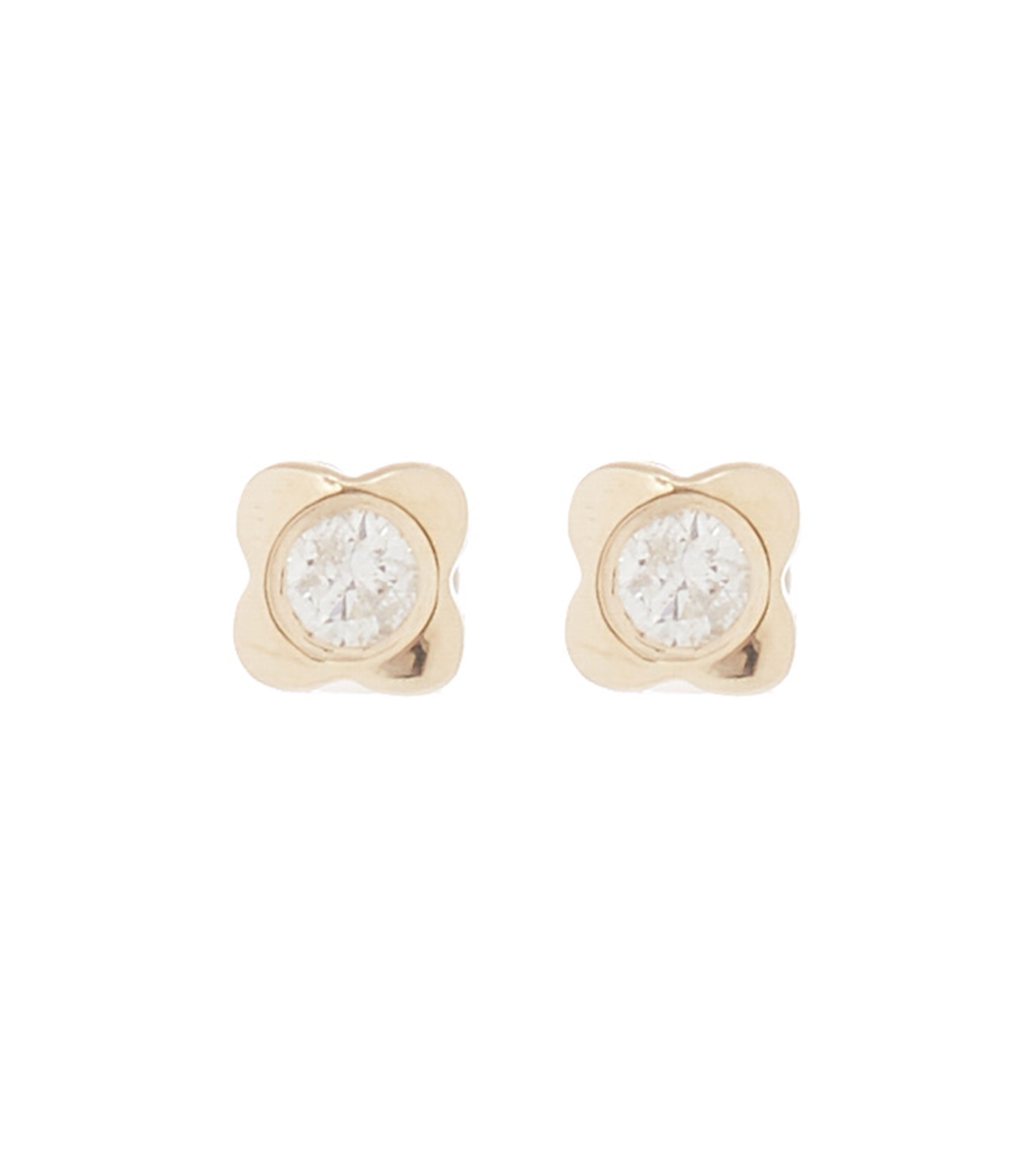 Aretes en oro amarillo de 14 kilates con bolitas Mujer
