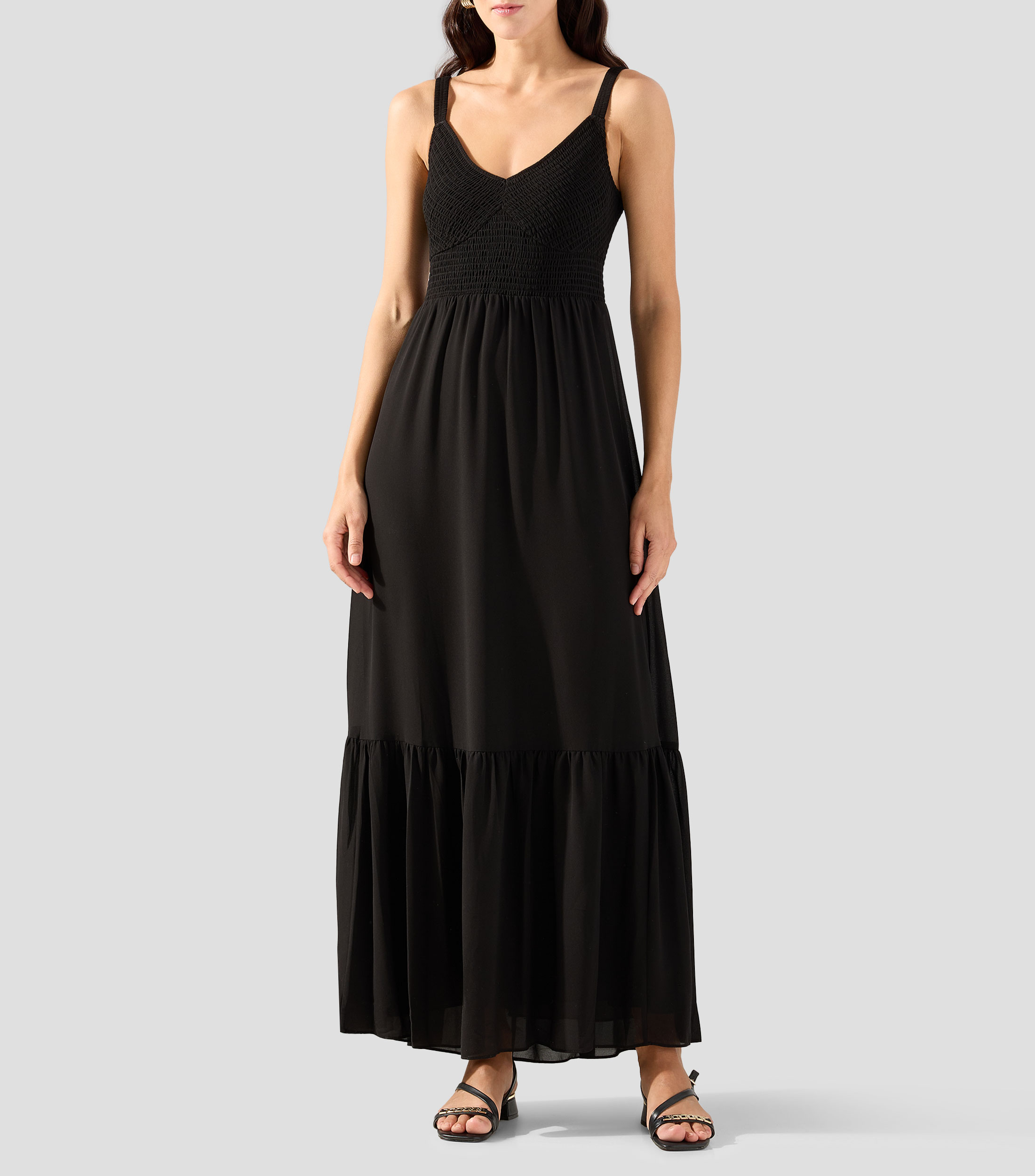 Vestido largo liso Mujer