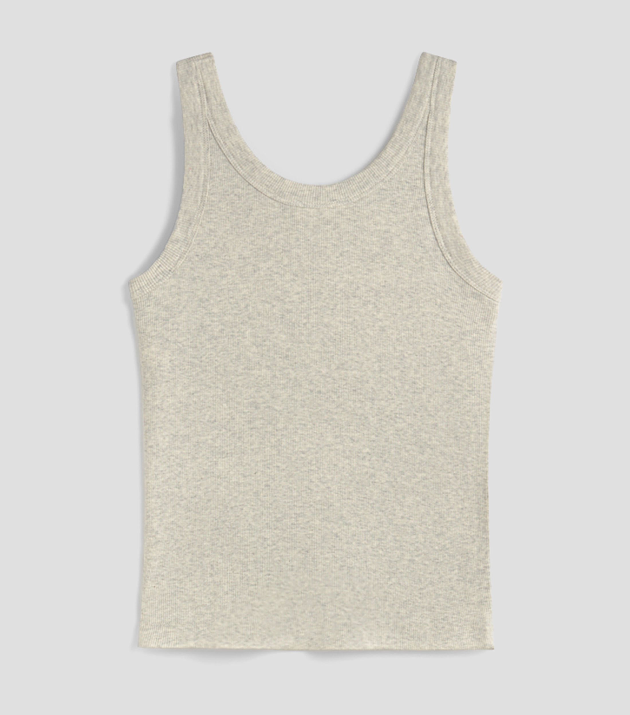 Playera cuello redondo sin mangas jaspeada Mujer