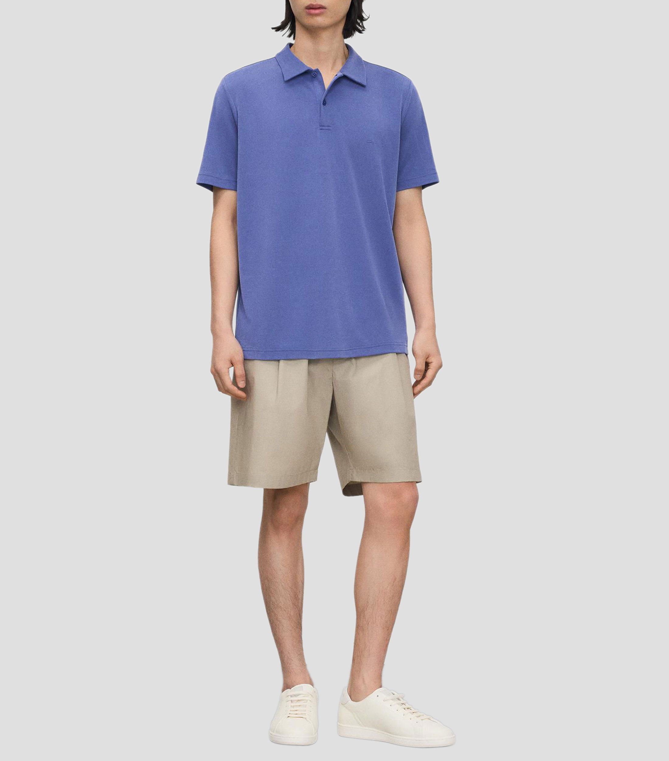 Playera tipo polo con manga corta lisa Hombre