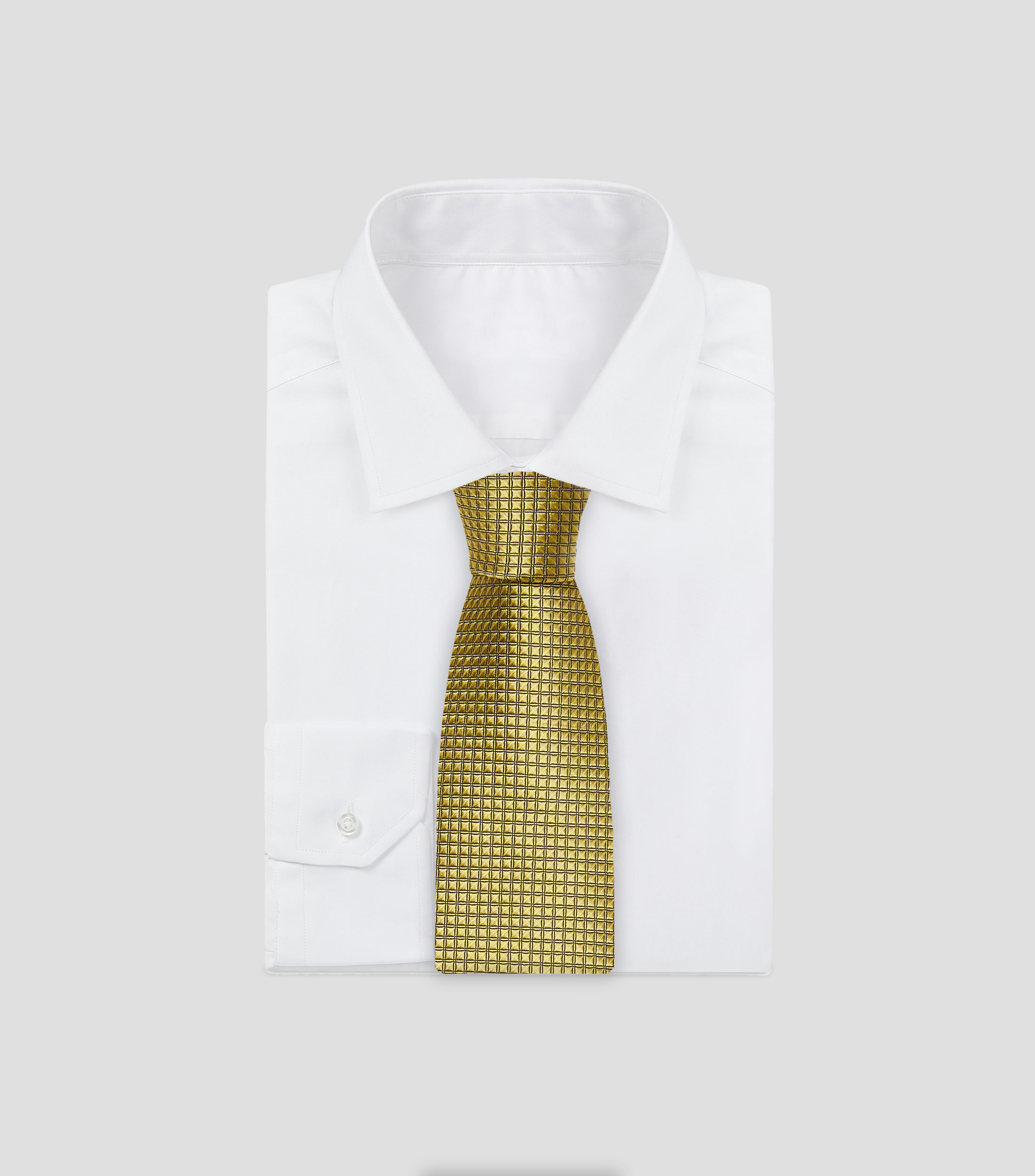Corbata ancha en seda dorado lisa Brera