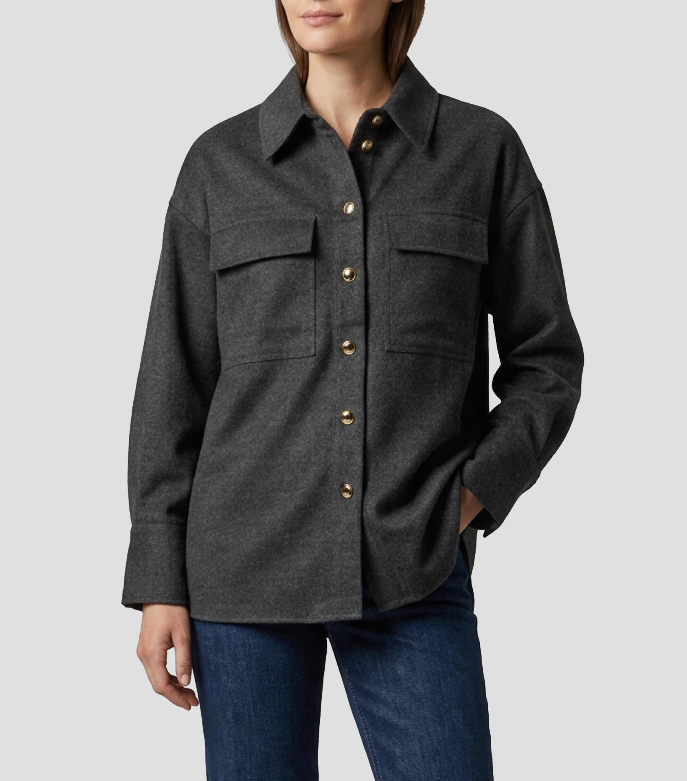 Sobrecamisa jaspeada manga larga Mujer