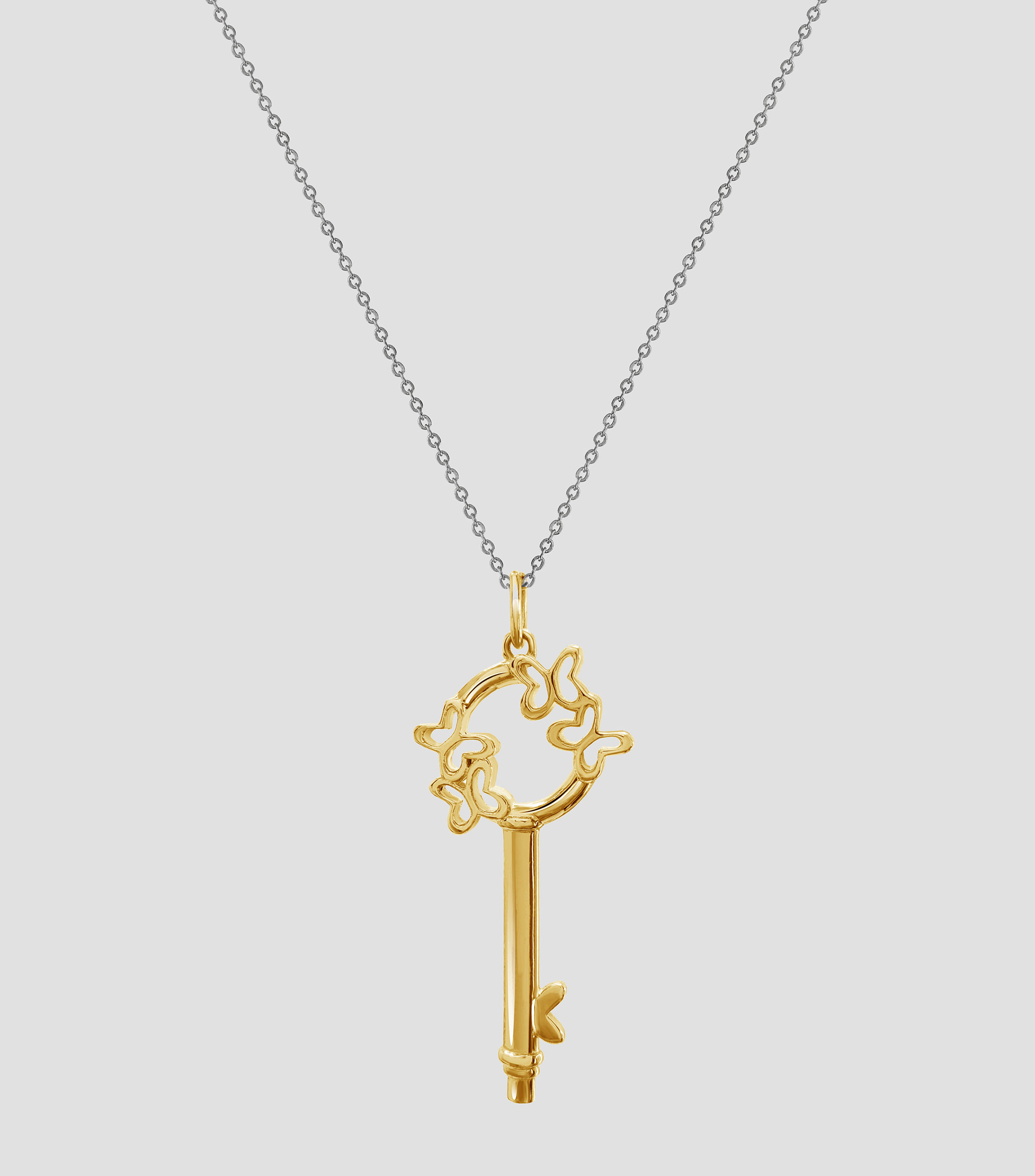 Dije en Plata .925 Llave con Mariposas Mujer