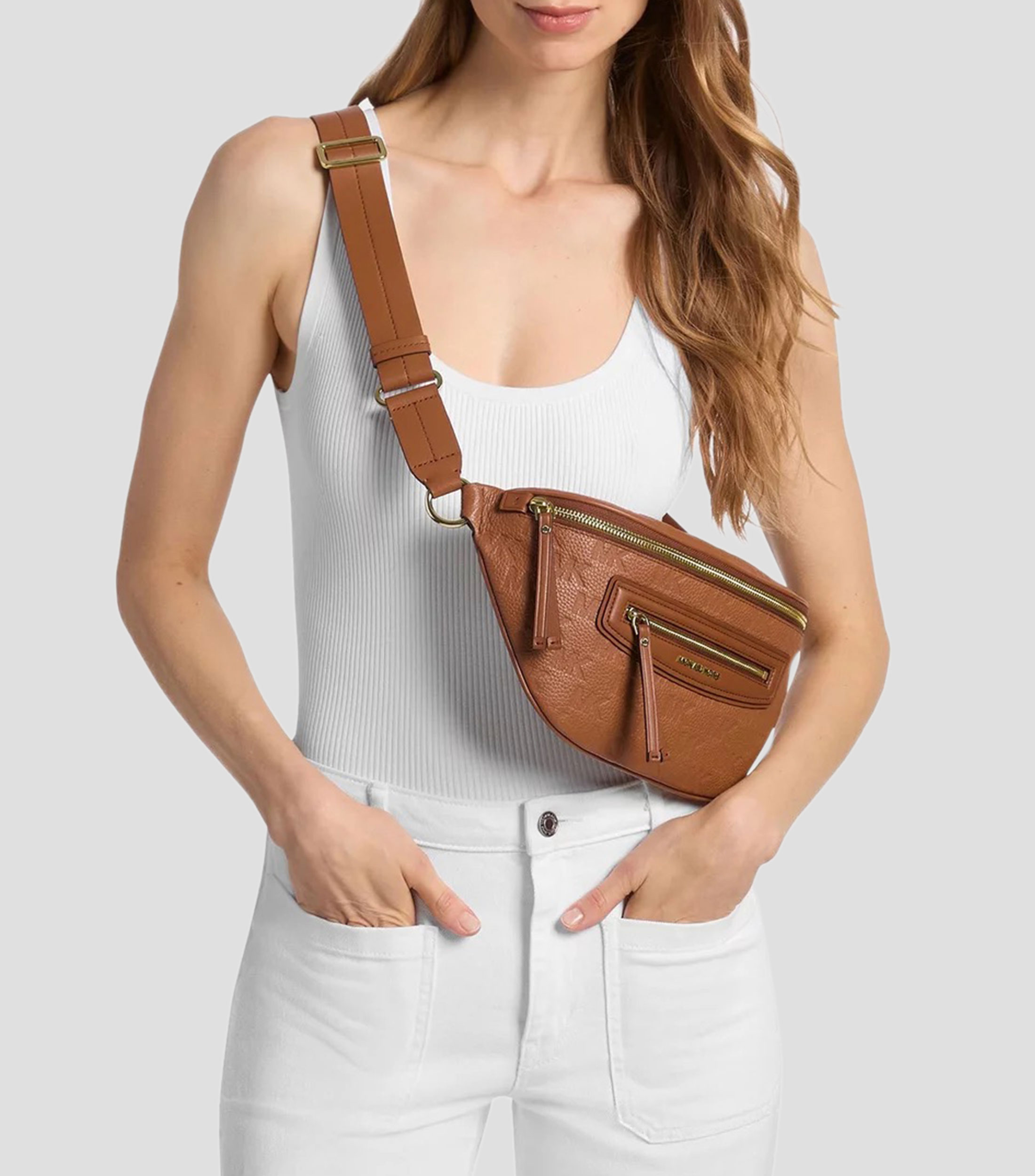 Bolsa messenger en piel Jet Set Travel estampada Mujer
