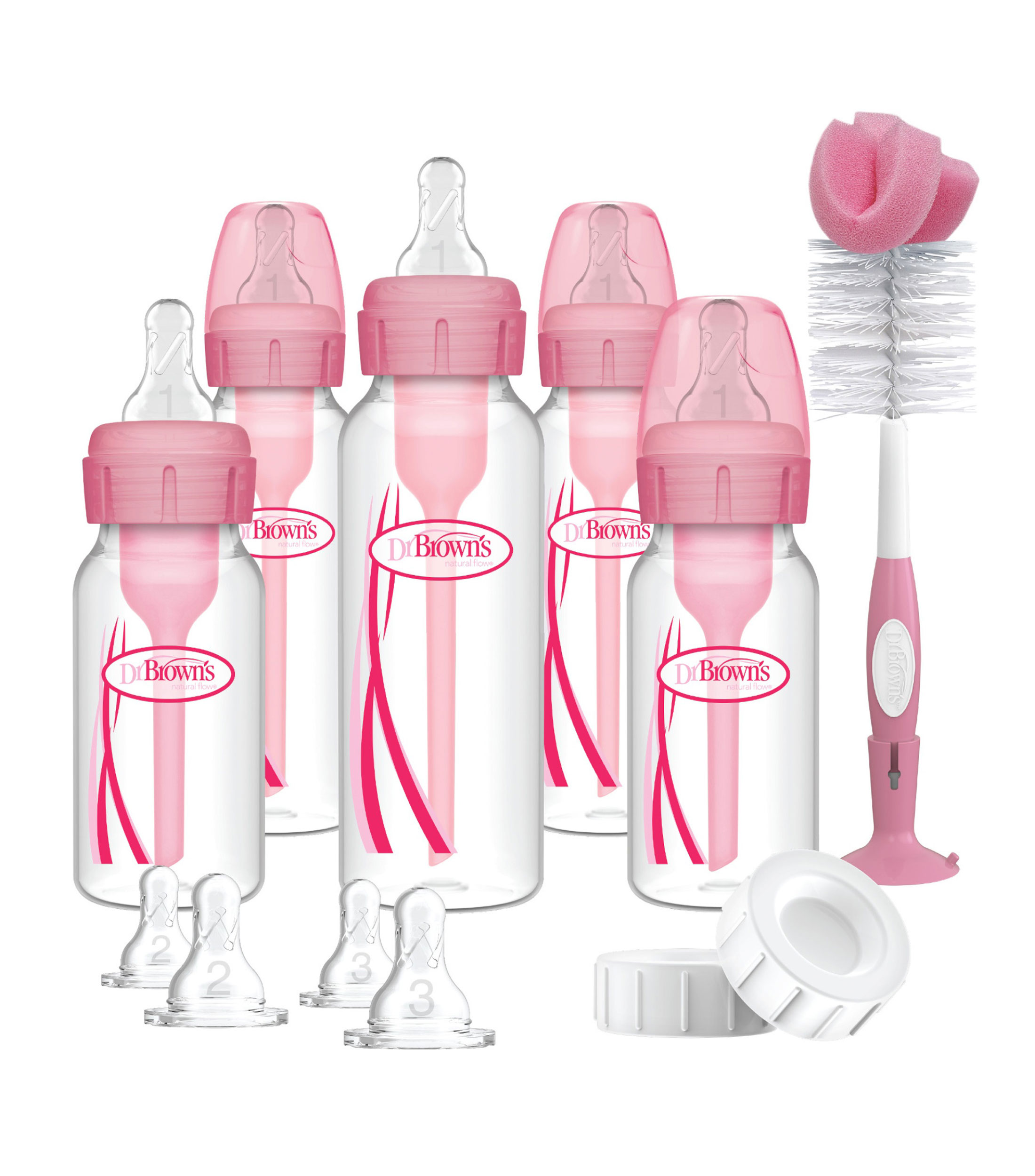 Set 5 biberones Options Rosa