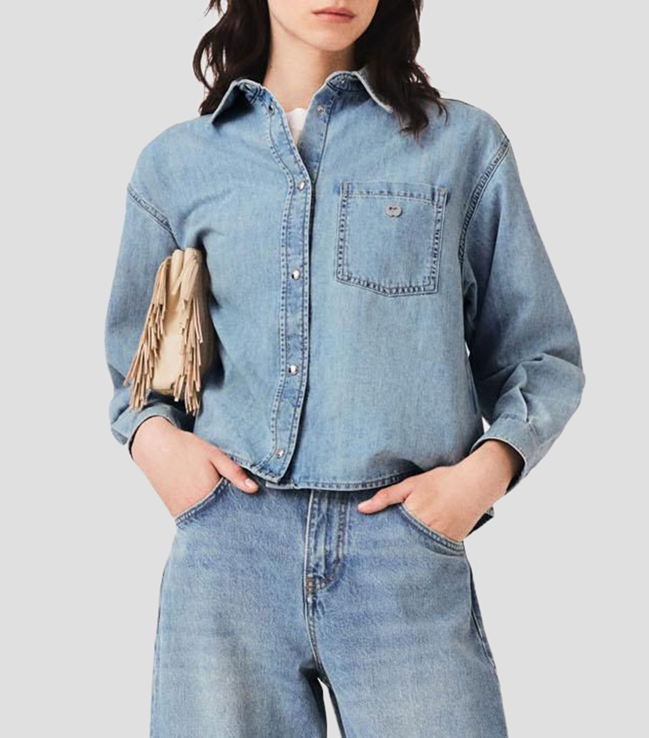 Camisa lisa manga larga Mujer