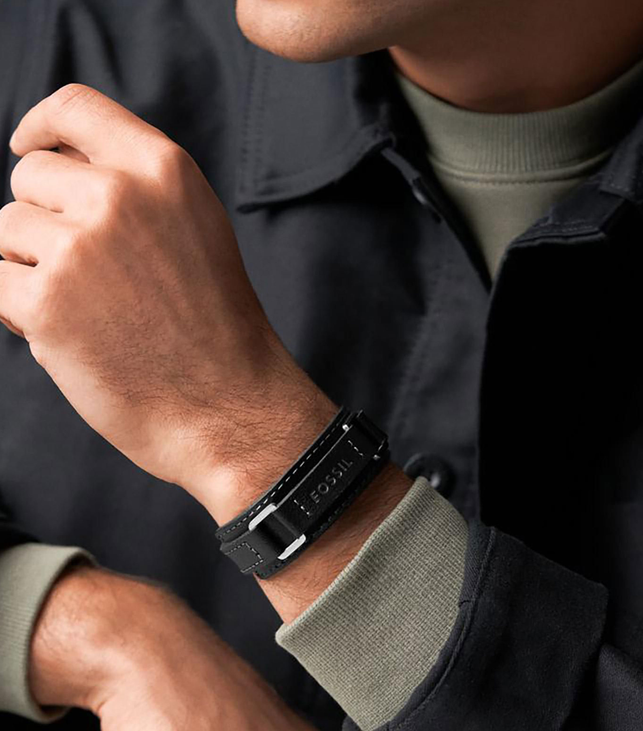 Pulsera en piel con hebilla Hombre