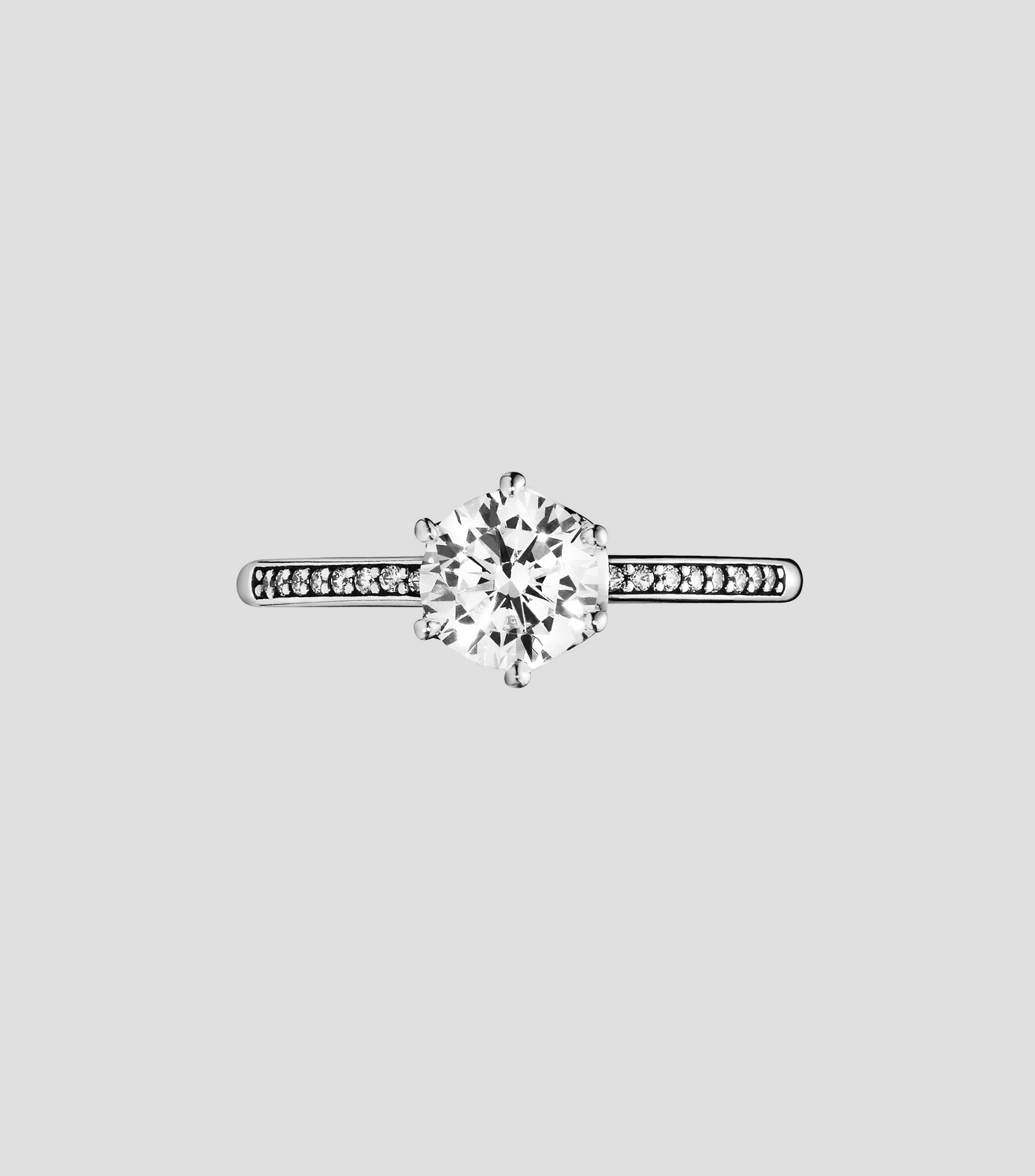 Anillo en plata Clear Sparkling Crown Solitaire Mujer Talla 58