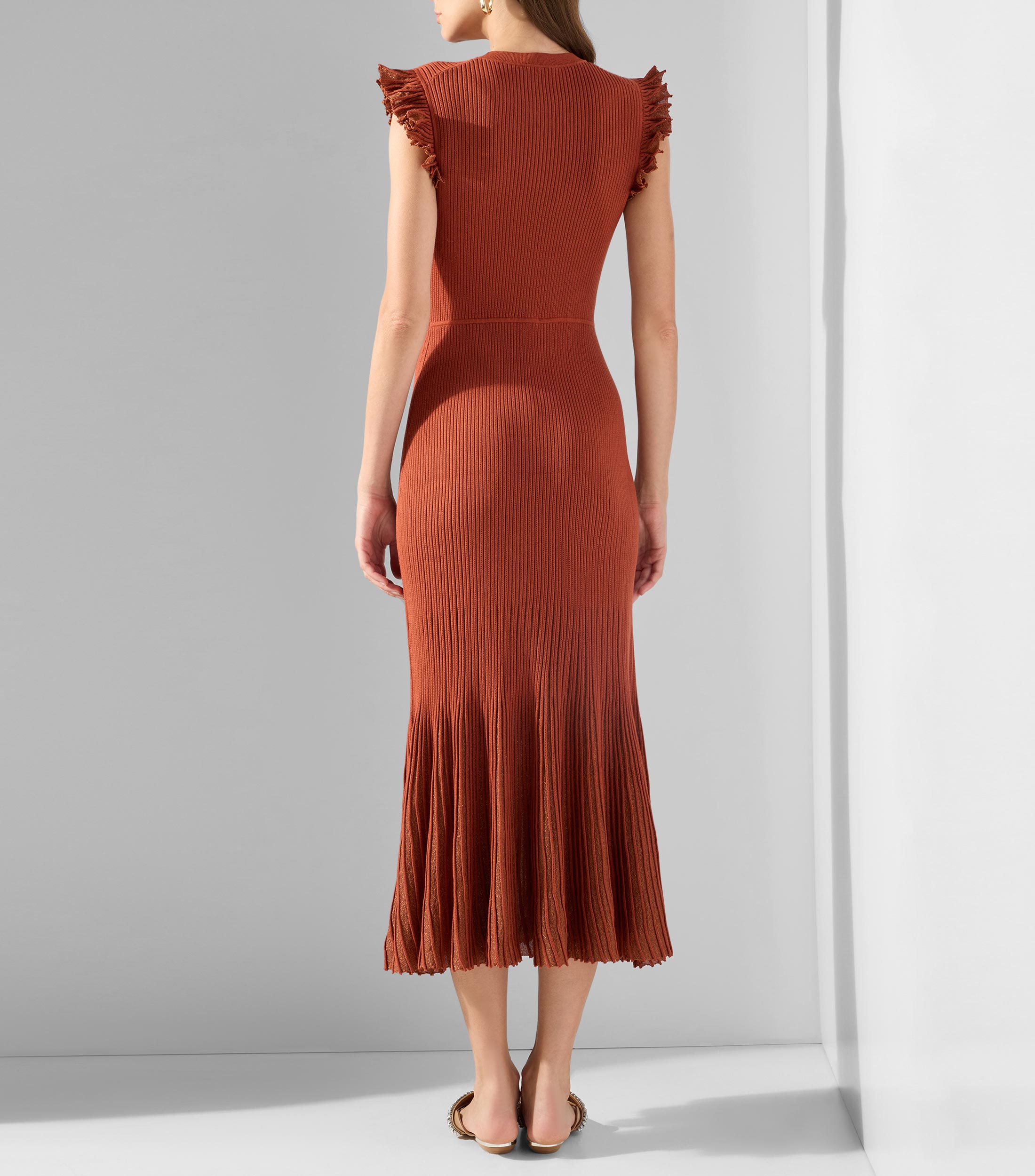Vestido midi liso Mujer