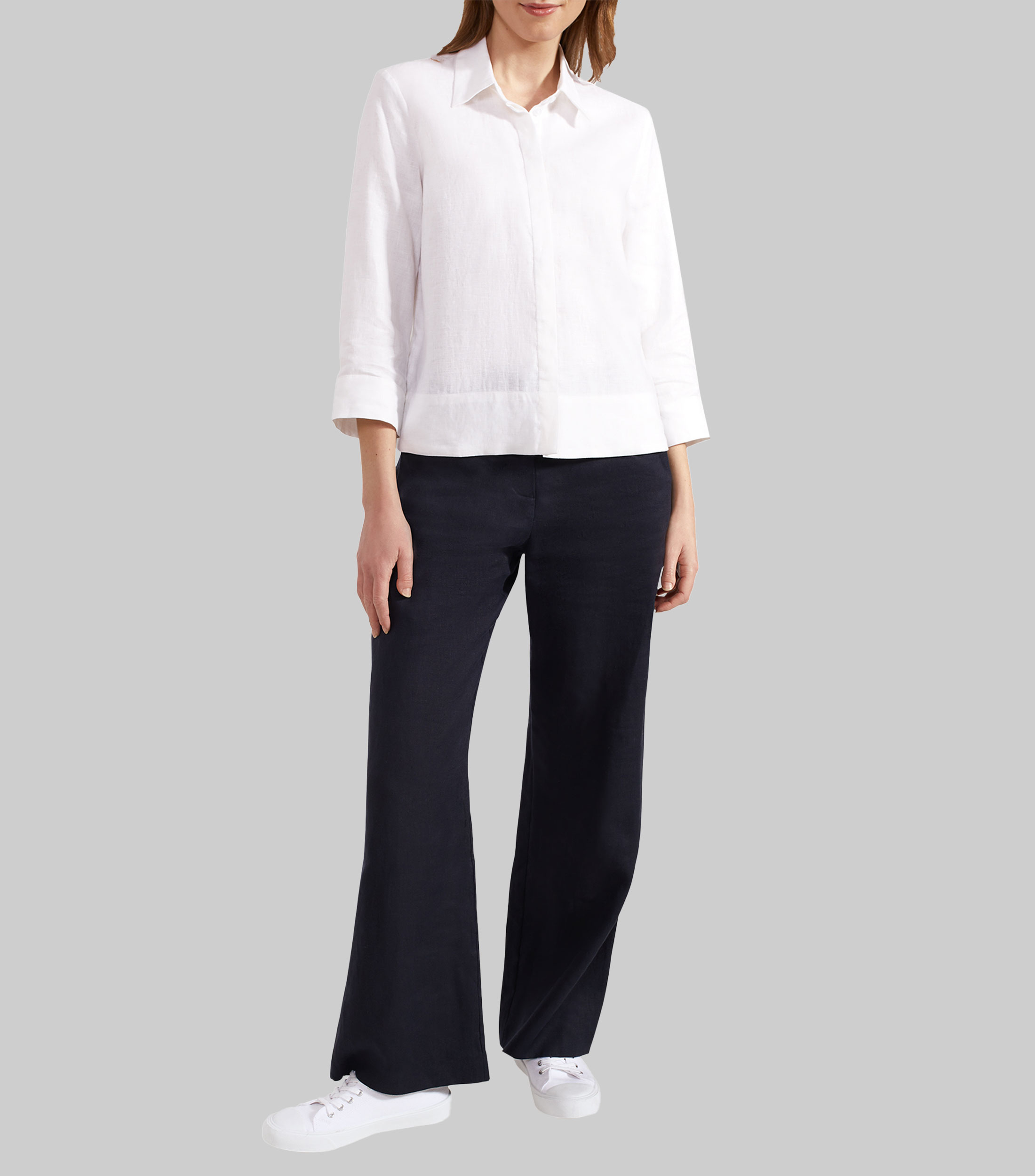 Blusa lisa de manga 3,4 Mujer