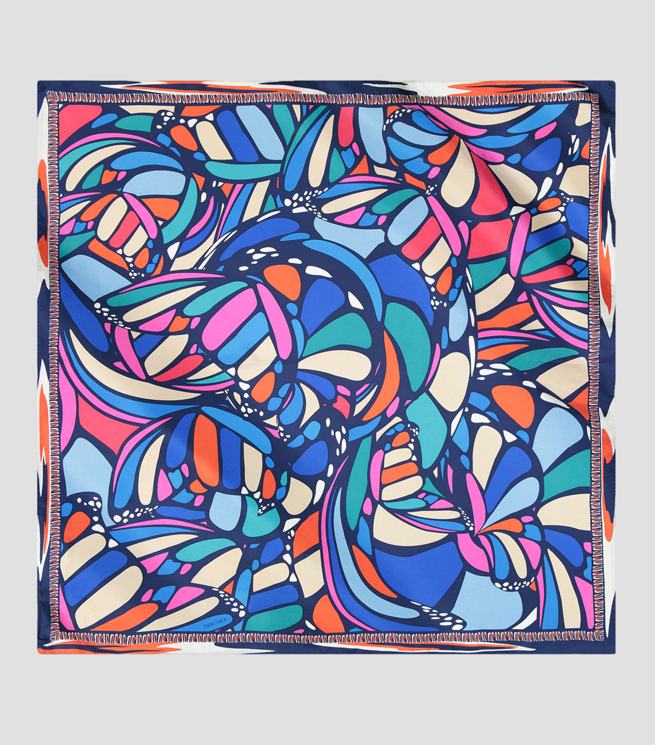 Mascada azul marino con mariposas Mujer