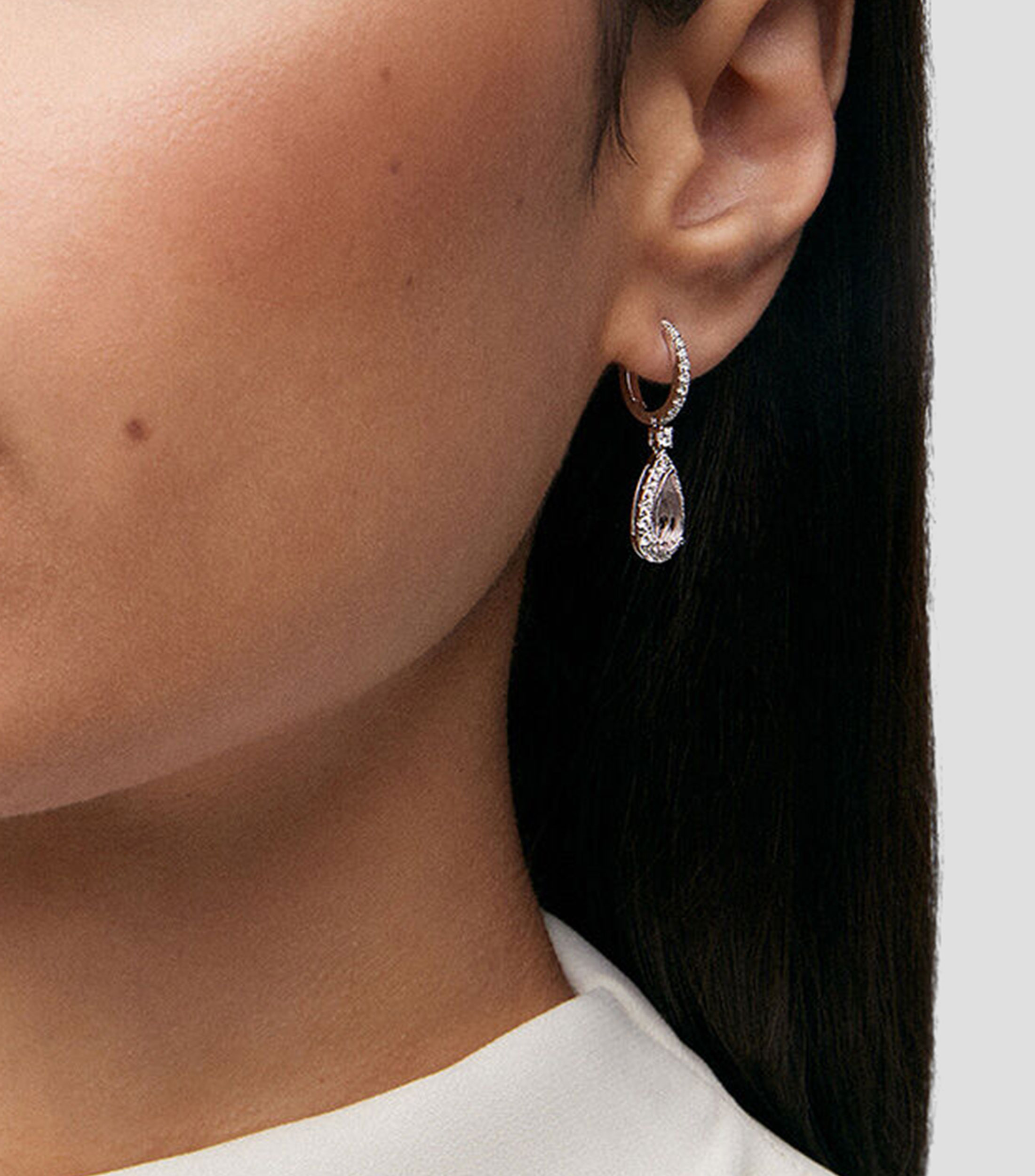 Pendientes en oro blanco 18 Kilates con Morganita Mujer