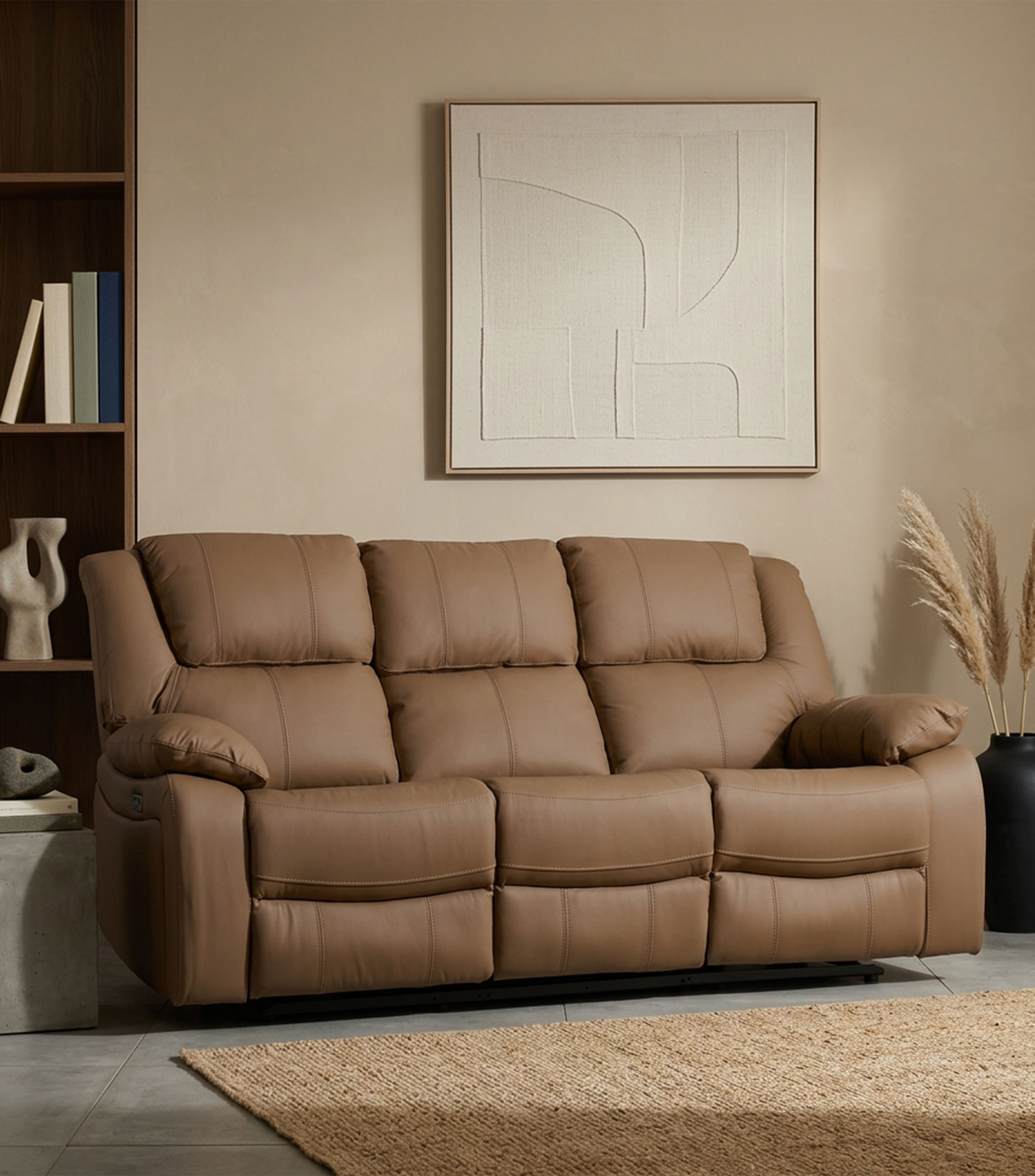 Sofá Reclinable Eléctrico de 3 asientos en piel Mark