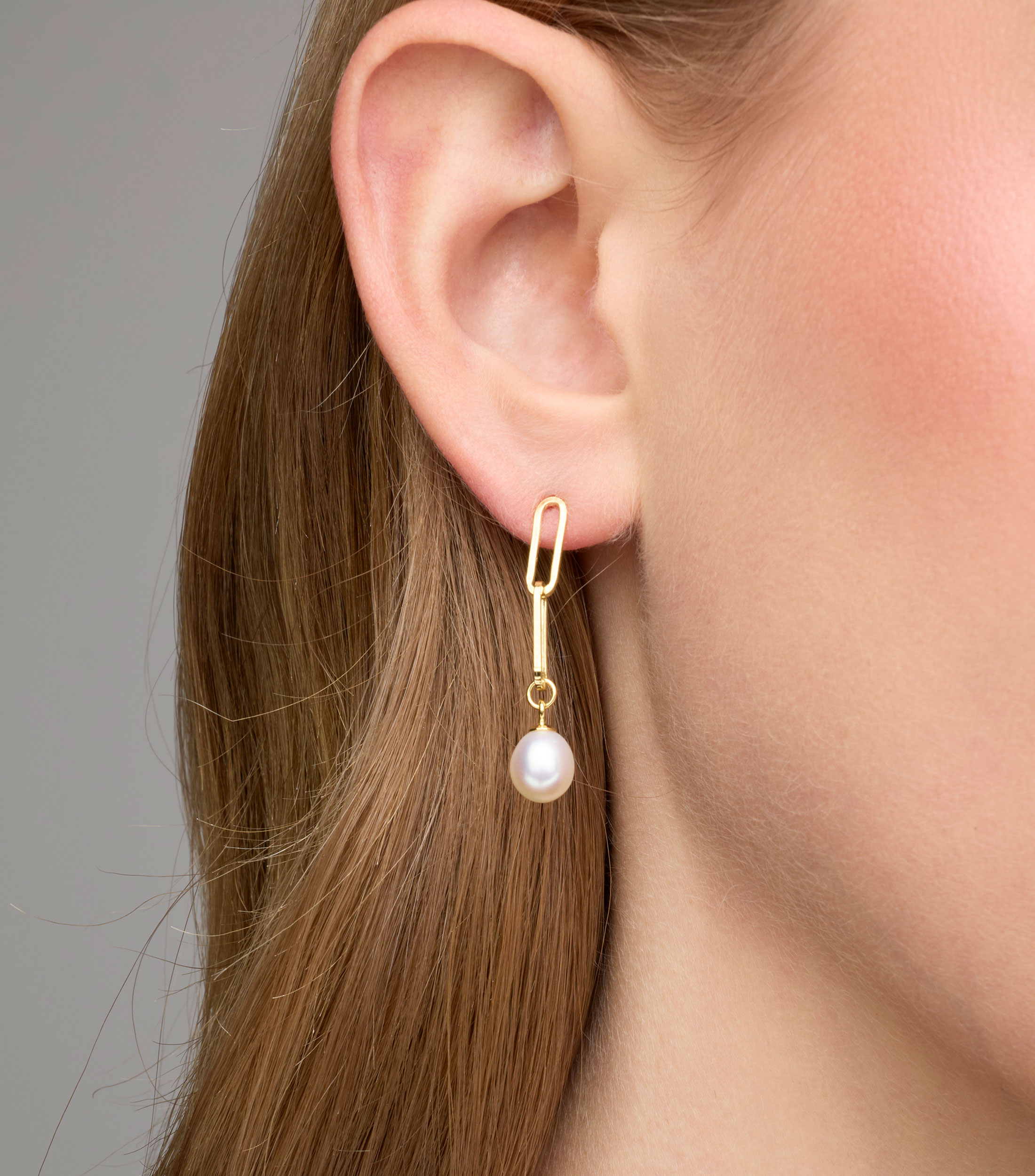 Aretes en plata con perla blanca Mujer