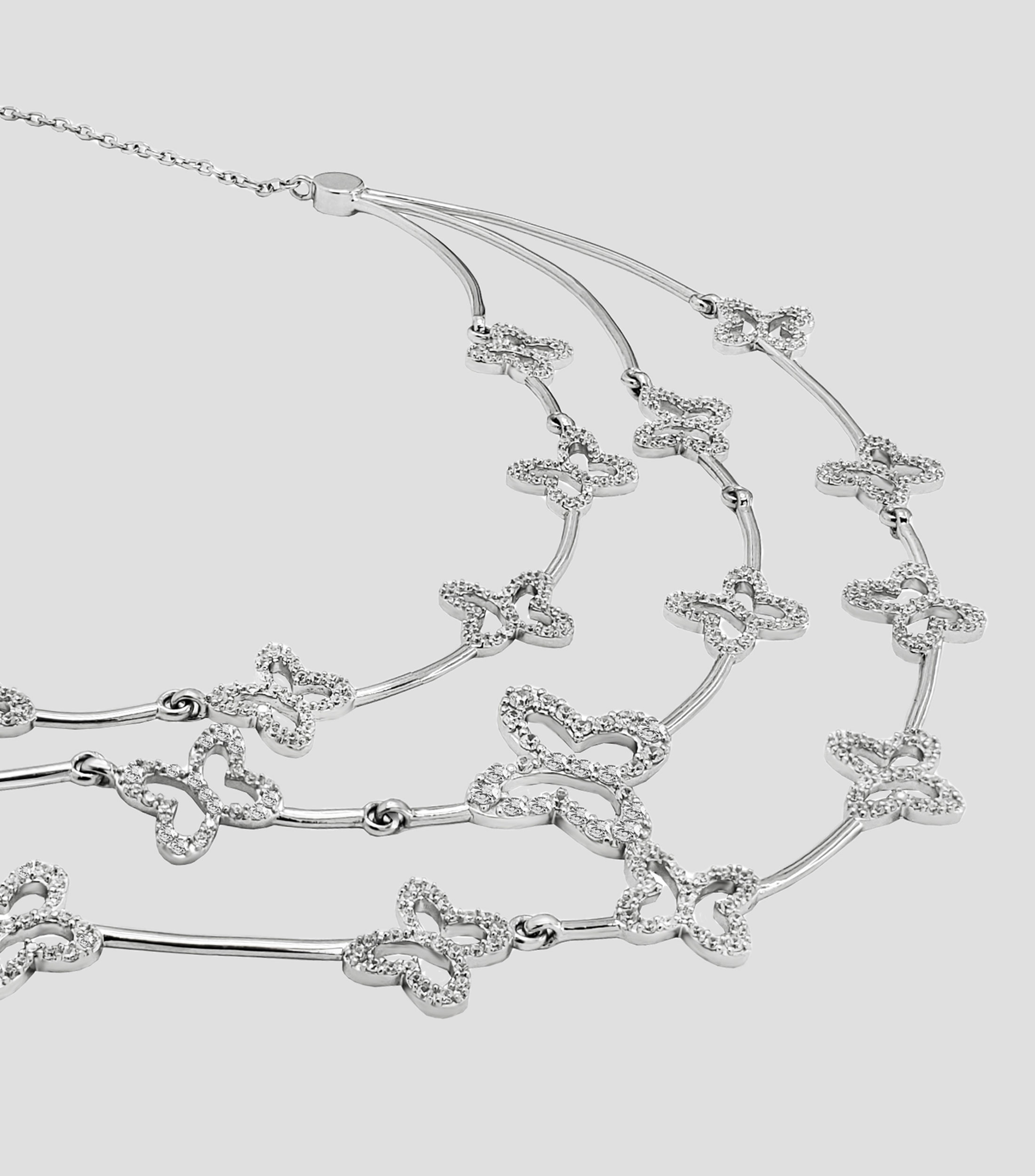 Collar en plata con mariposas y circonias Mujer