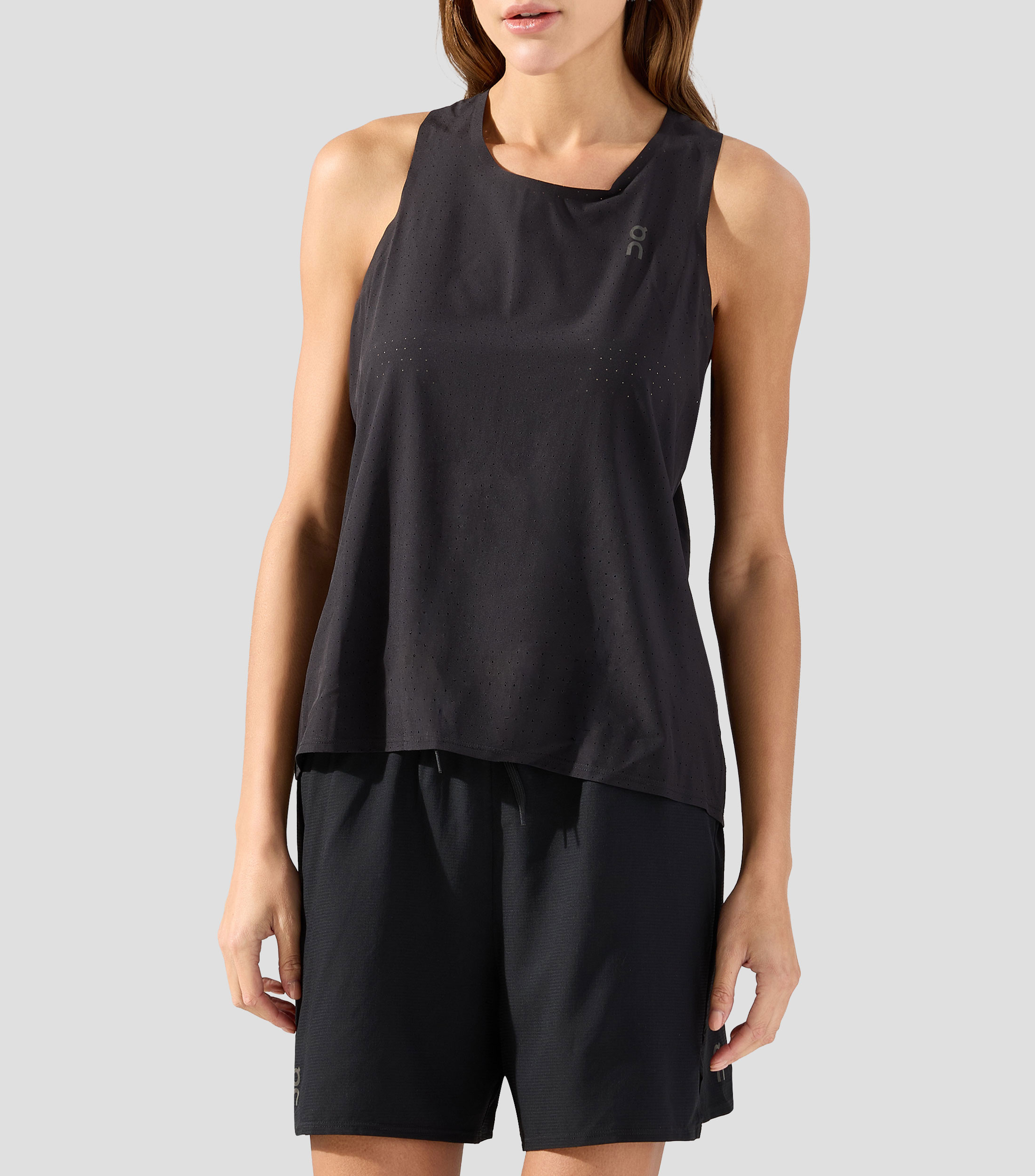 Playera para correr cuello redondo sin mangas liso Mujer