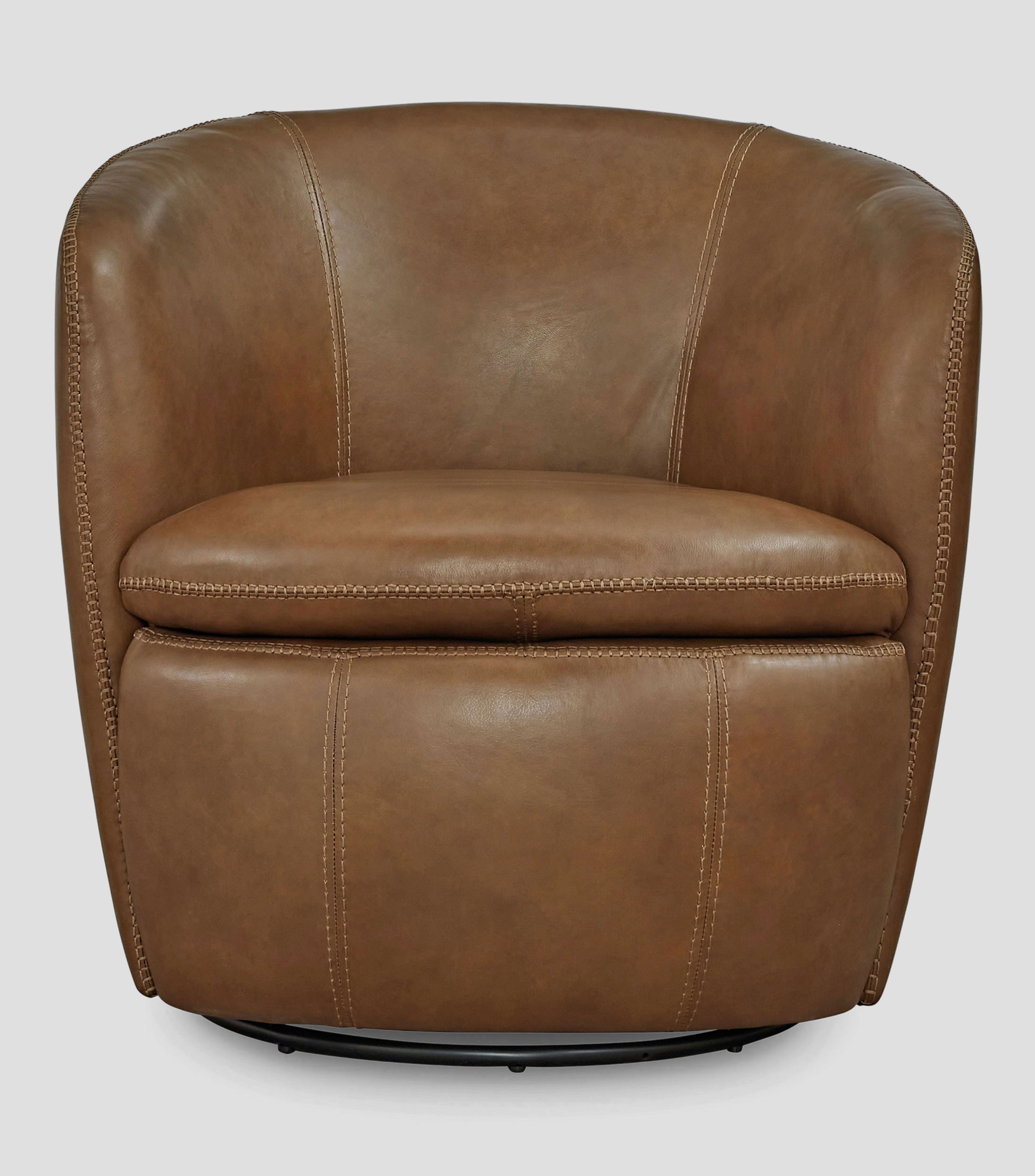 Sillon giratorio en piel Kamiko Caramelo