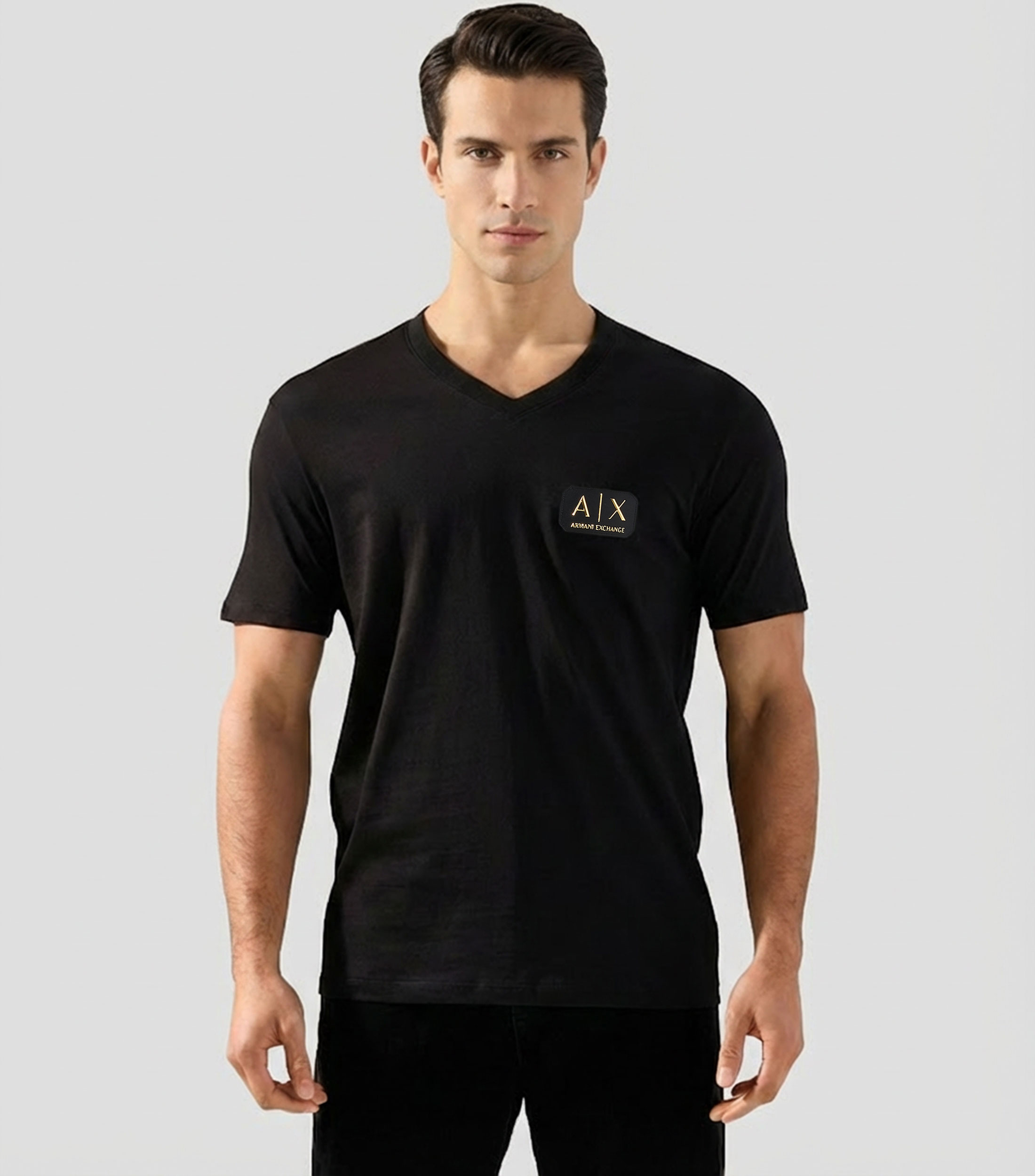 Playera cuello V manga corta lisa Hombre