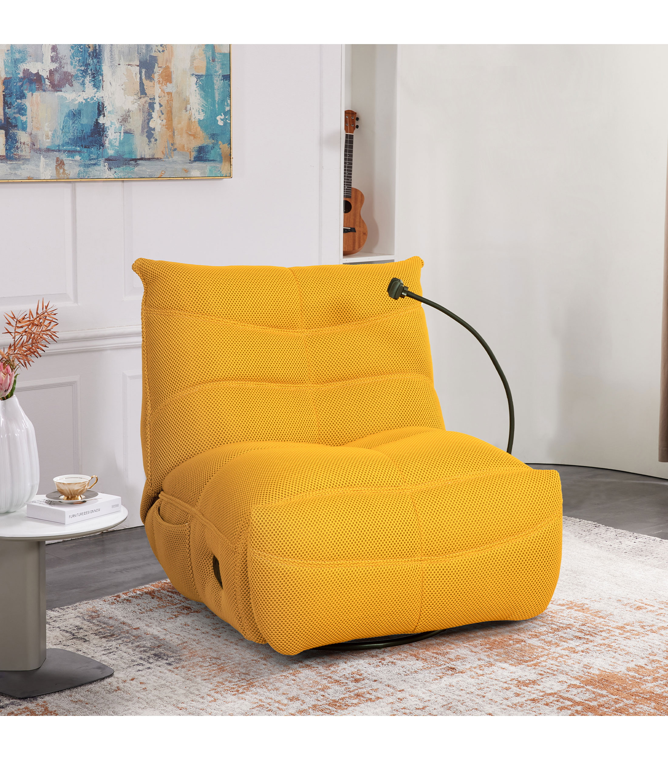 Sillón Reclinable Giratorio - Mostaza