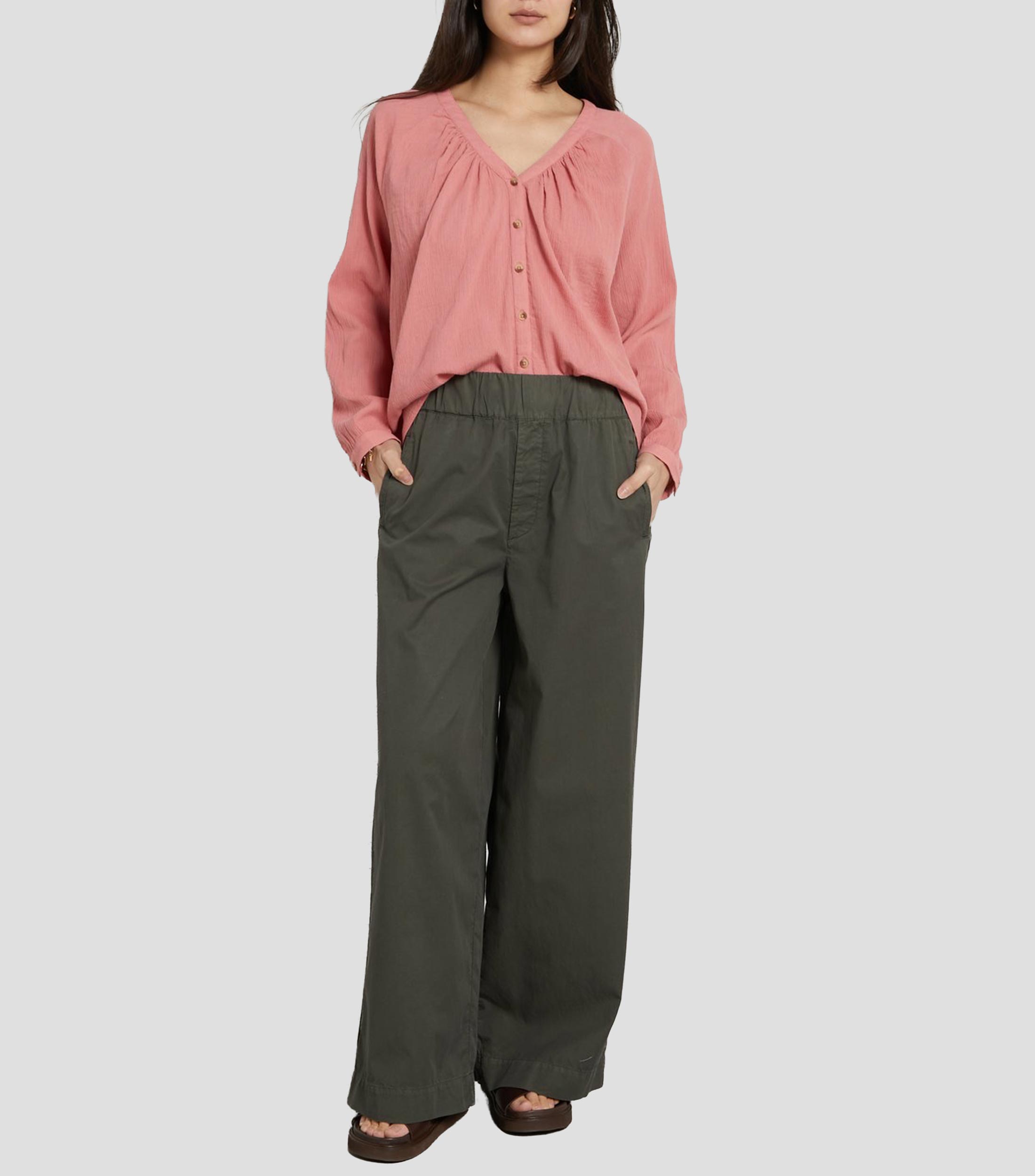 Blusa lisa manga larga Mujer