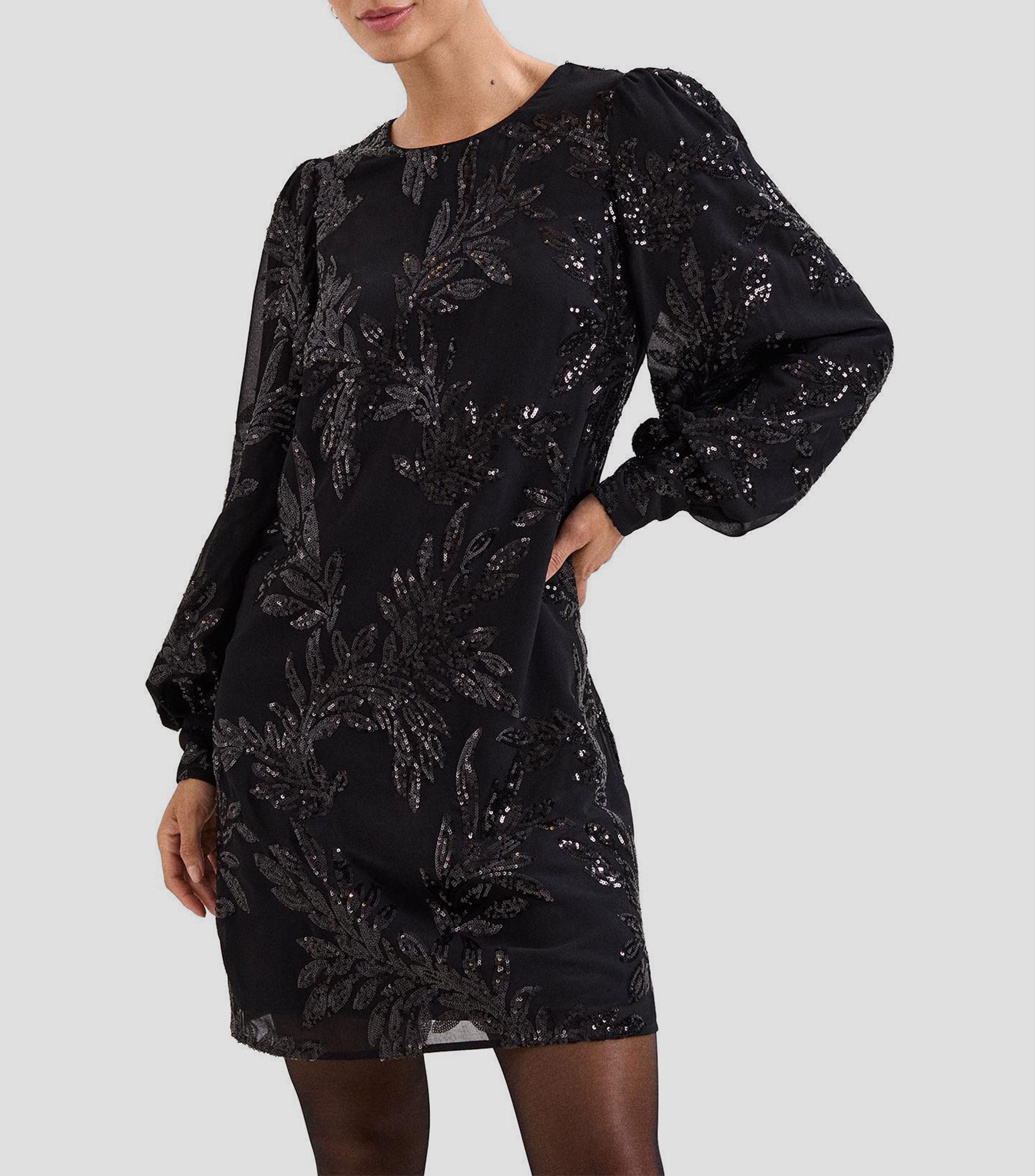 Vestido de fiesta mini con manga larga y lentejuelas Odette Mujer