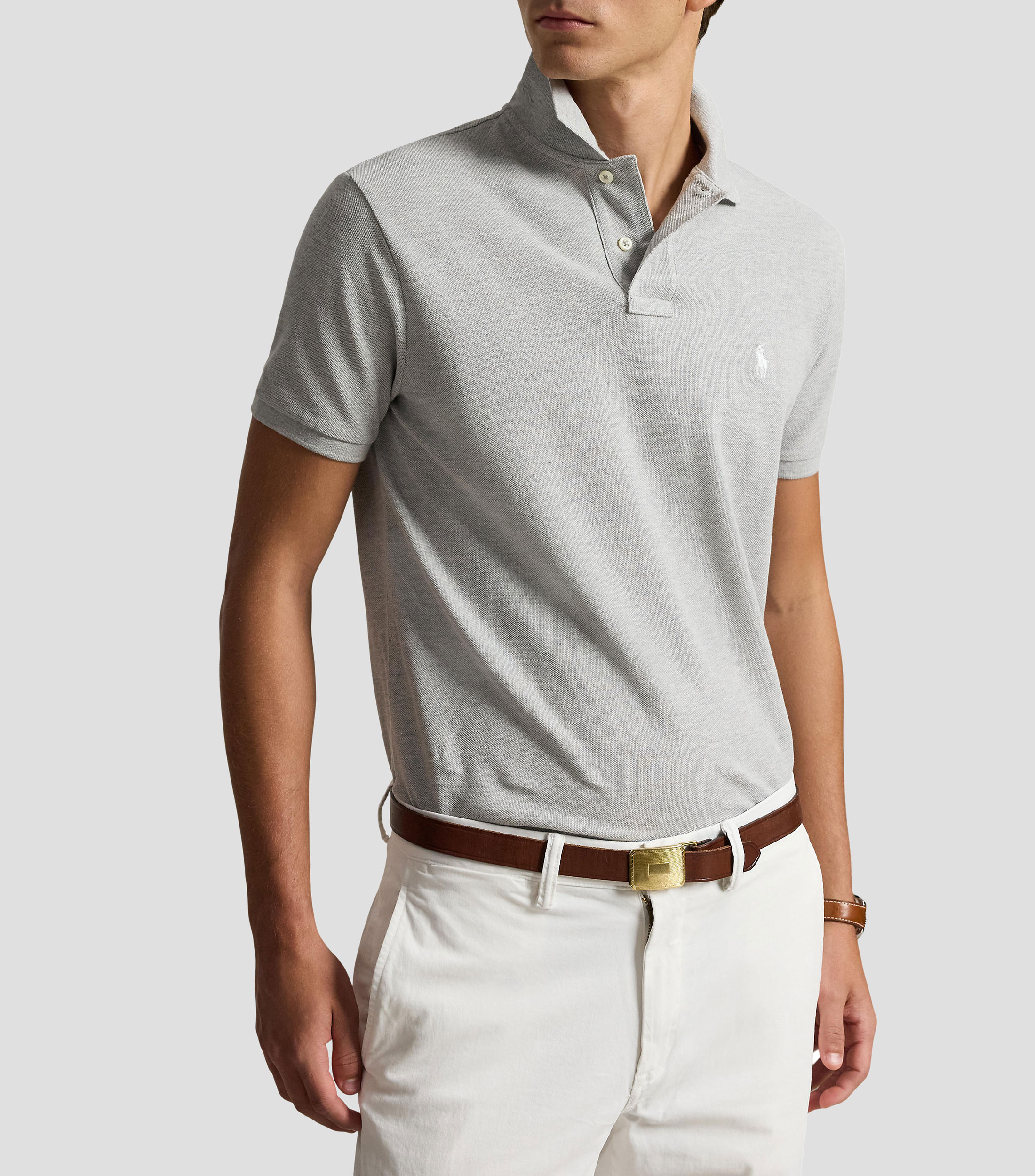 Playera tipo polo con manga corta lisa Hombre