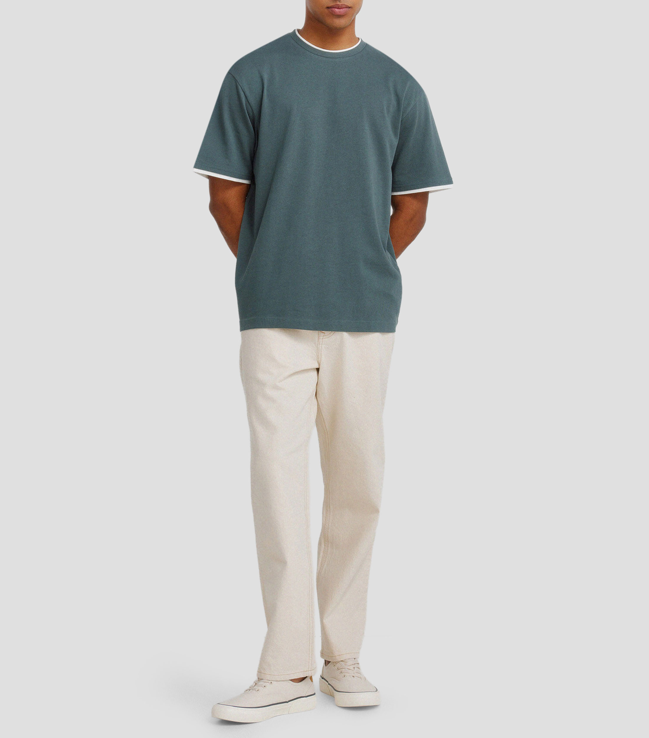 Playera cuello redondo manga corta sólida Hombre