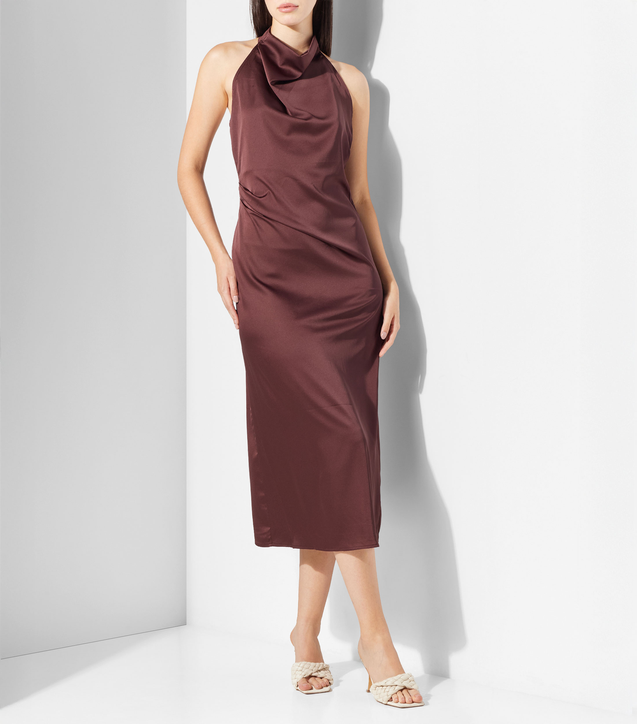 Vestido largo liso Mujer