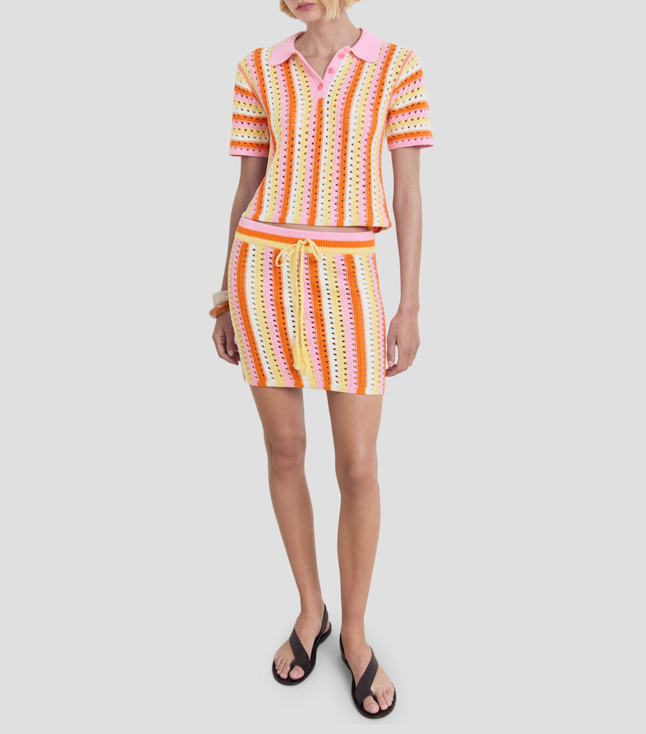 Falda mini de corte recto con rayas Mujer