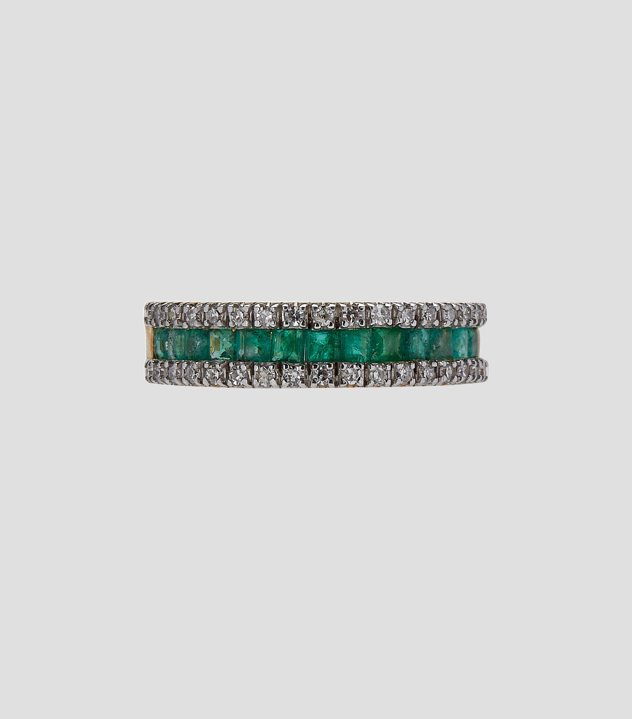 Anillo en Oro amarillo de 14 kilates con esmeraldas Mujer