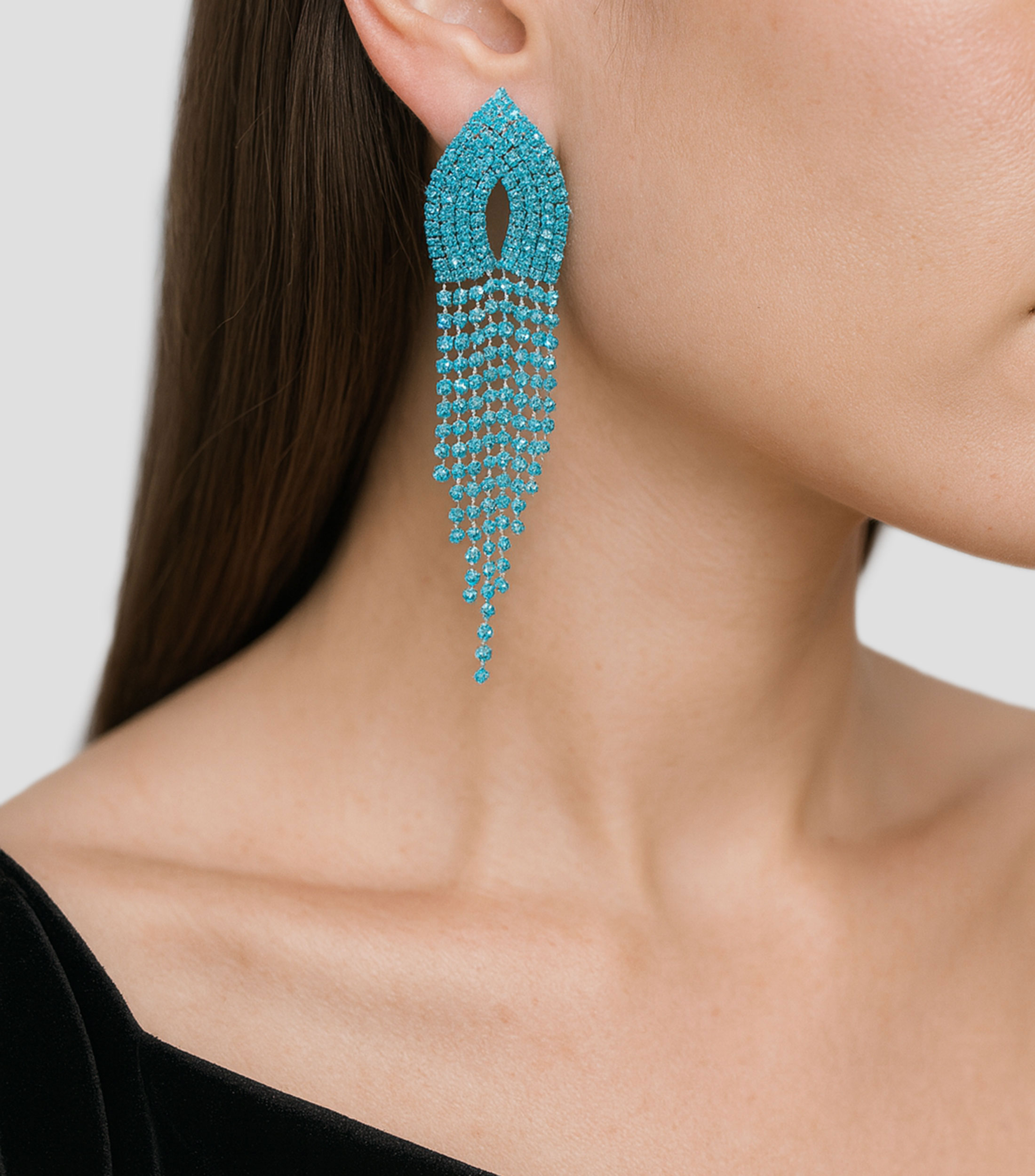 Aretes colgantes con cristales Mujer
