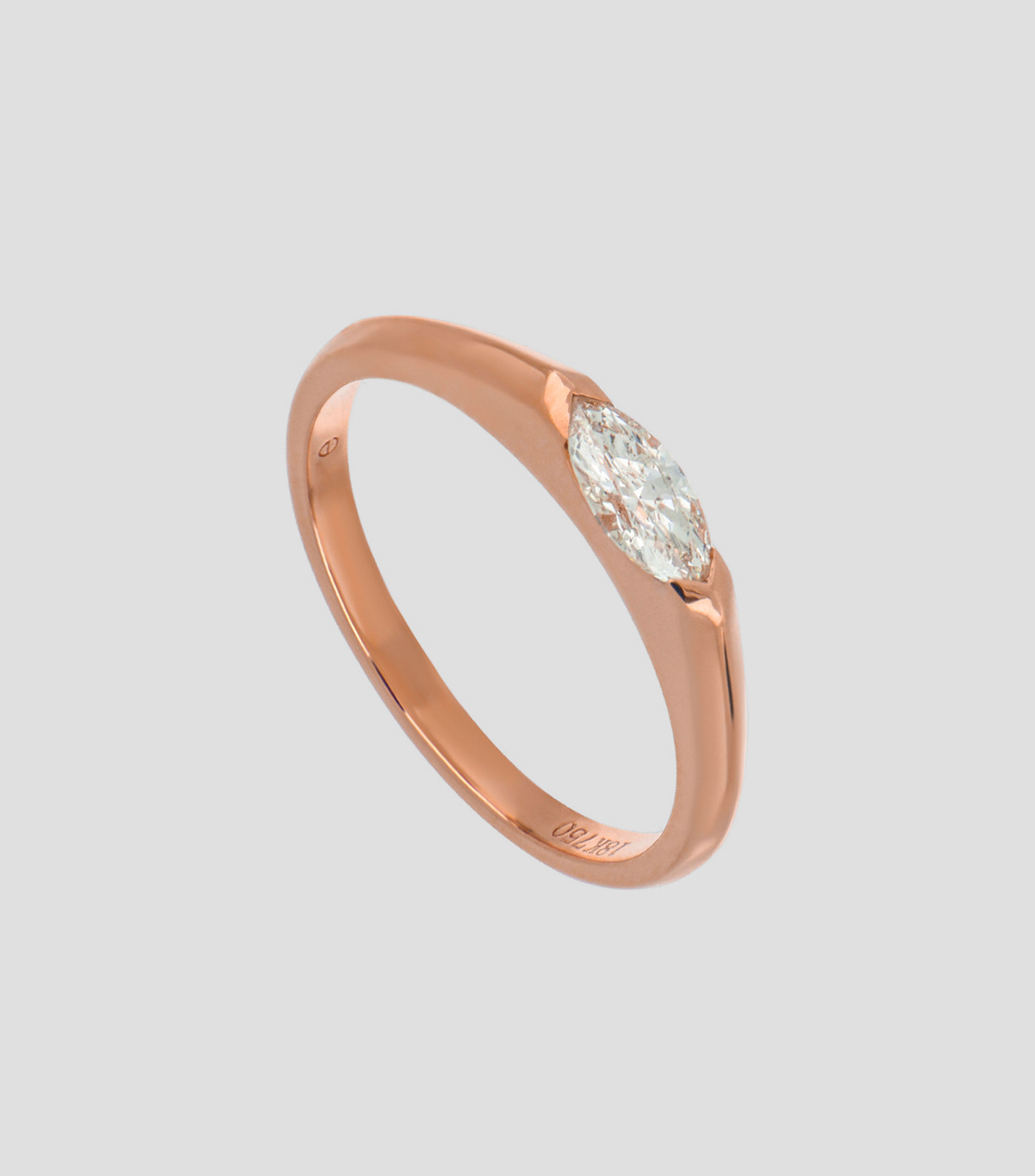 Anillo solitario en oro rosa de 18 kialtes con diamante Mujer