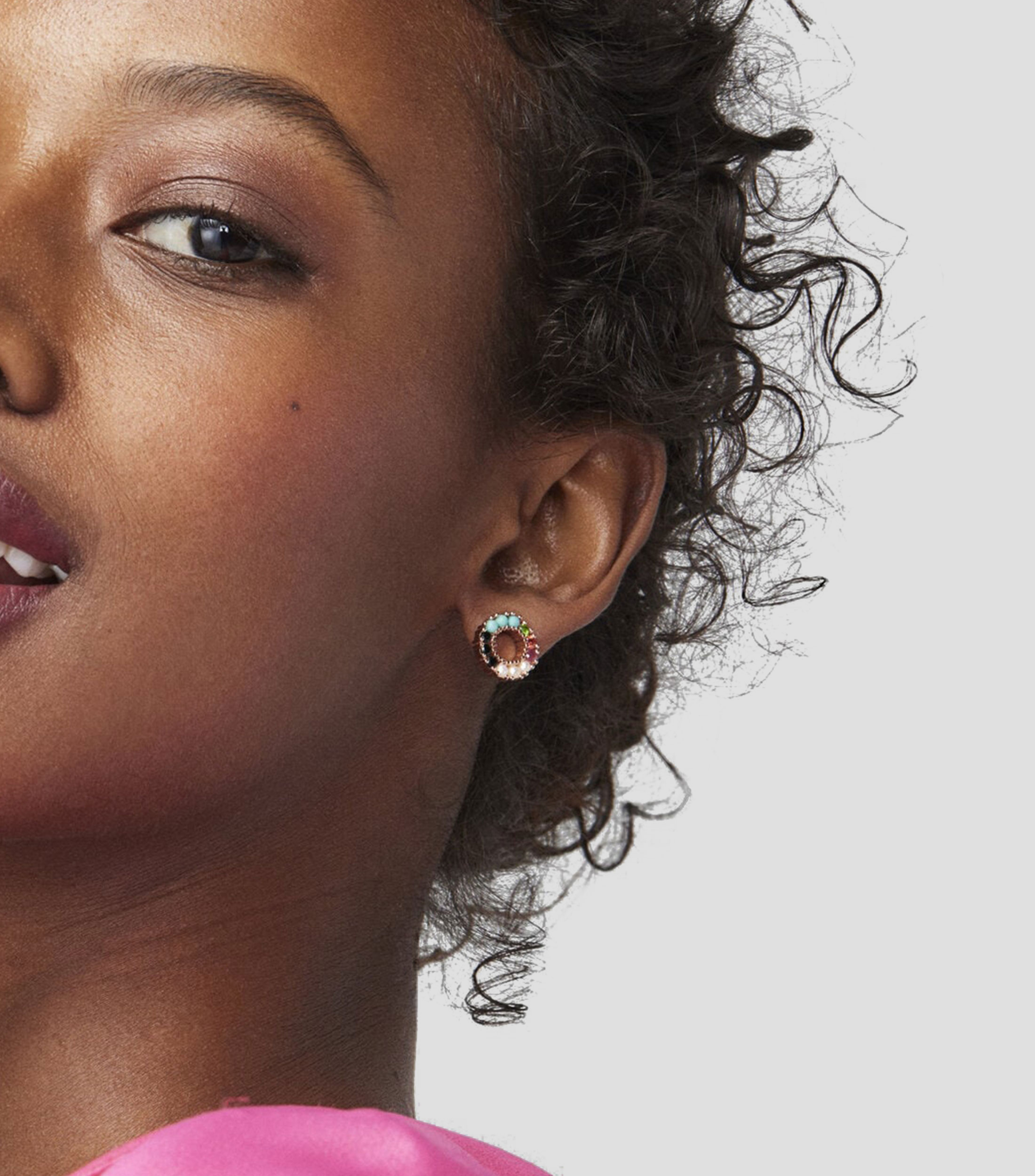 Aretes en plata 0.925 redondos con gemas Straight Mujer