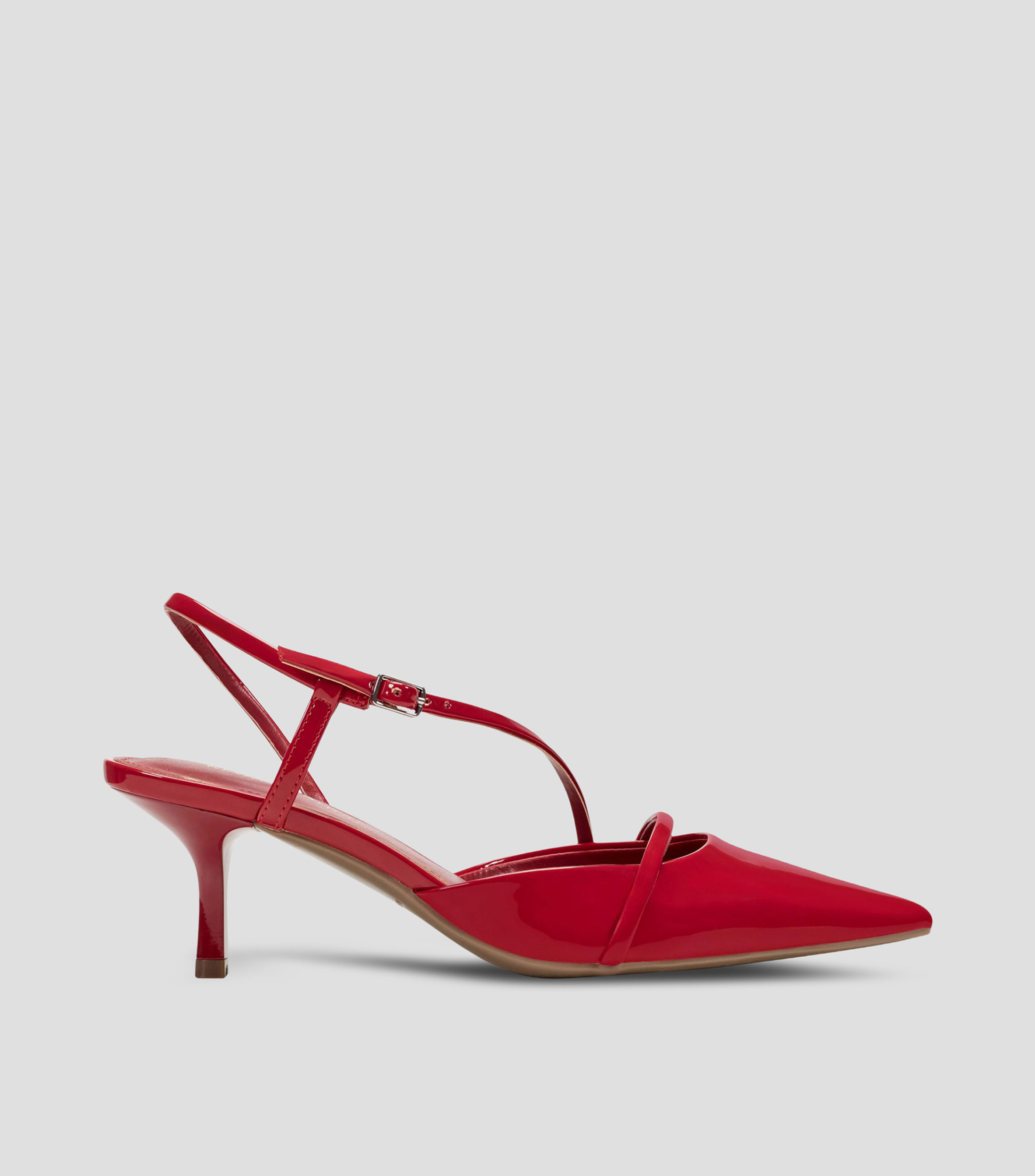 Zapatillas slingback con tacón delgado de 5 cm en piel Mujer