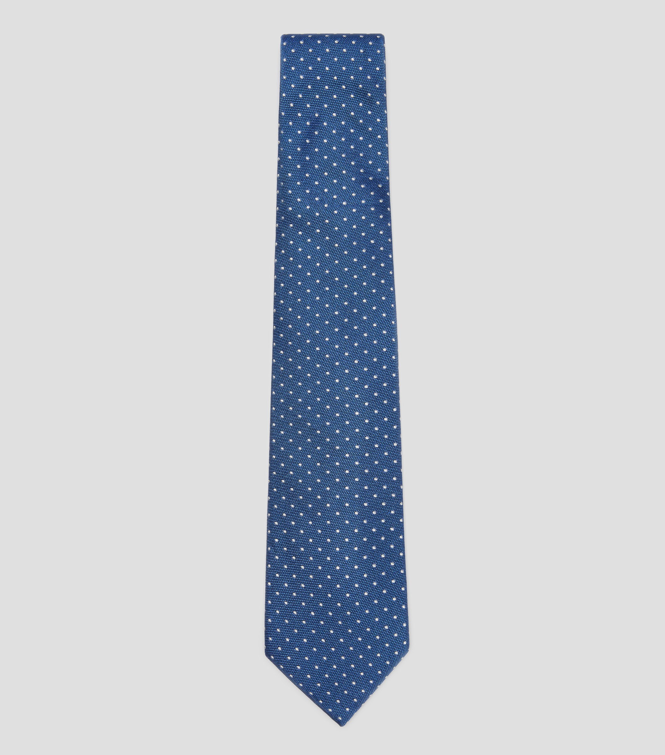 Corbata ancha en seda azul medio con polkadots Brera