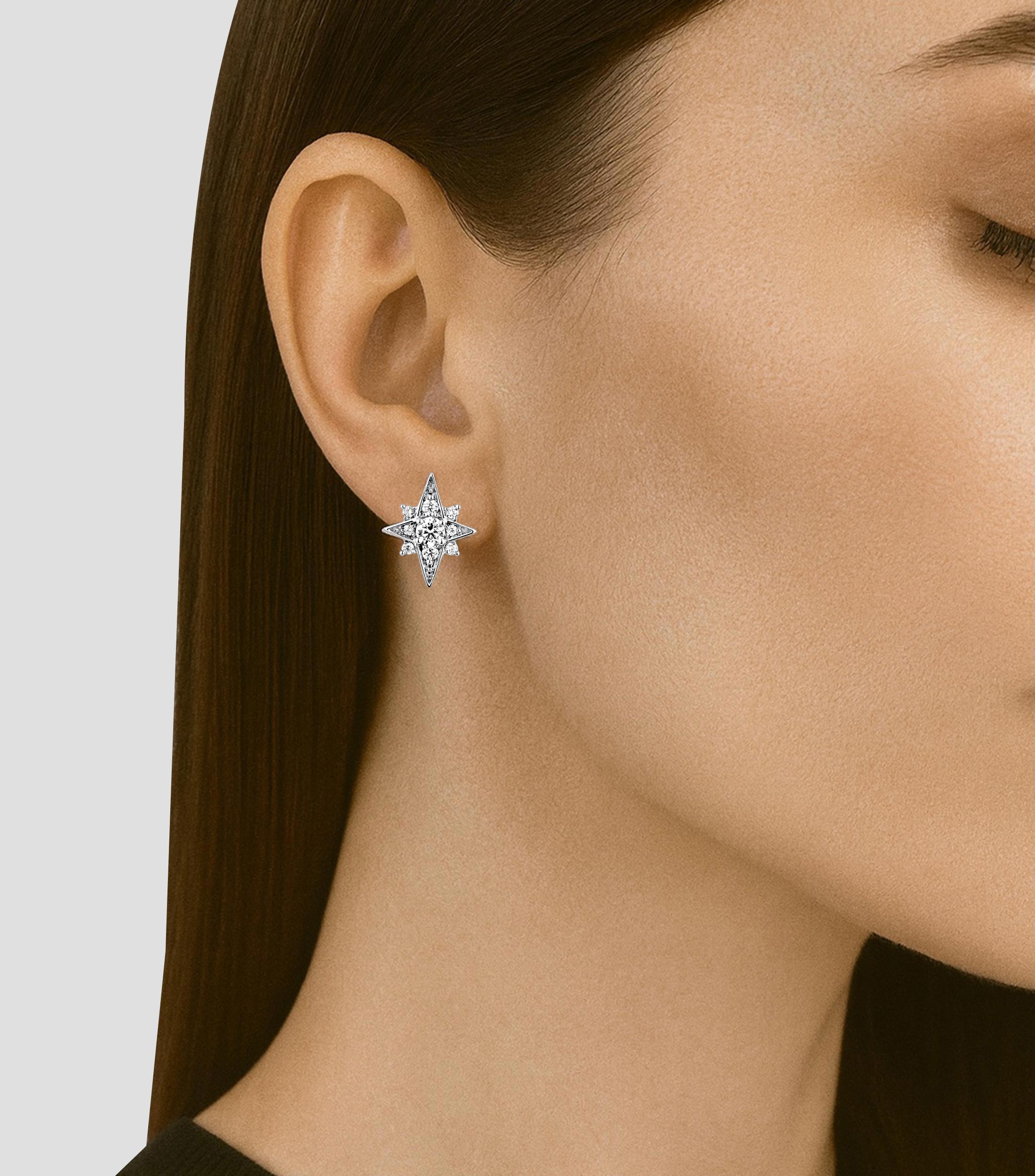 Arete en oro blanco 18 Kts con diamantes Orion Mujer