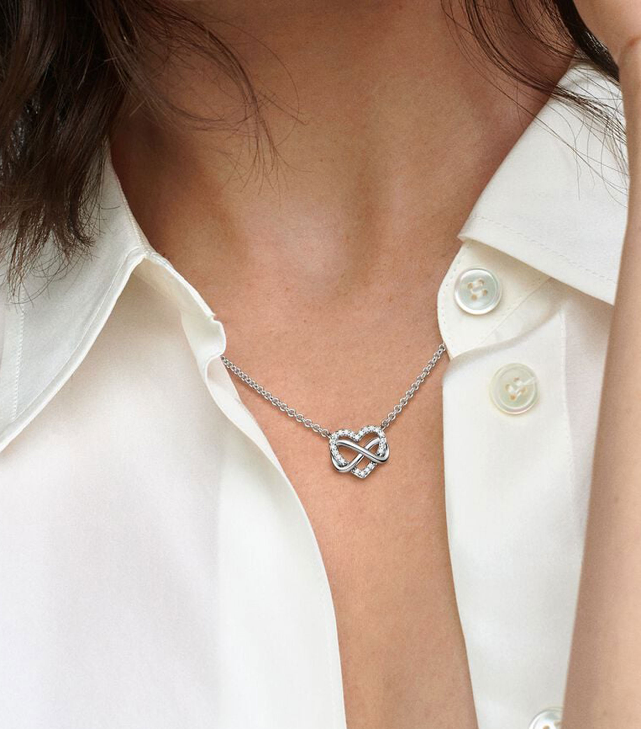 Collar en Plata .925 Corazón Infinito Brillante Mujer