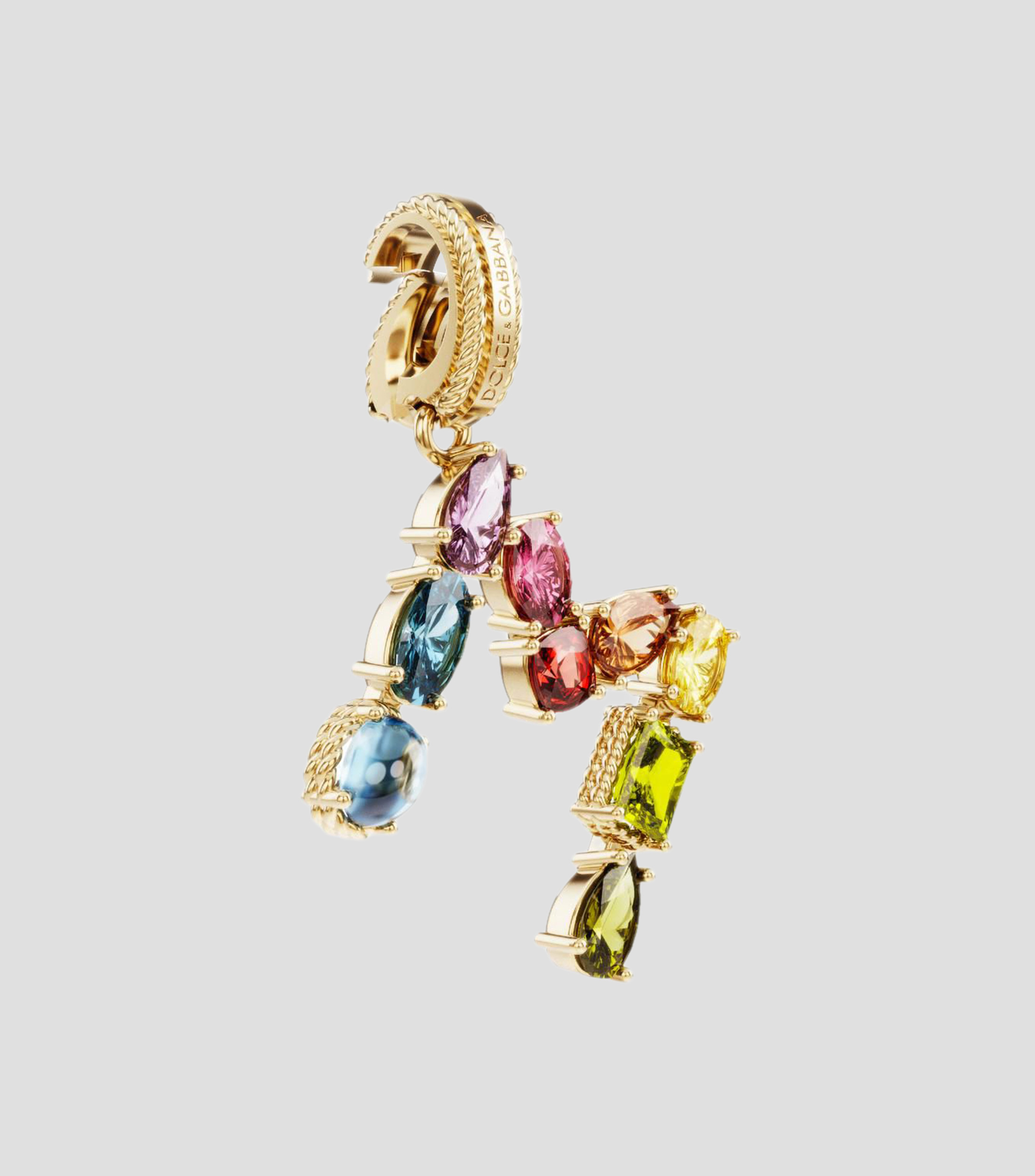 Charm Mini Letra M en Oro de 18 Kilates con gemas naturales Mujer