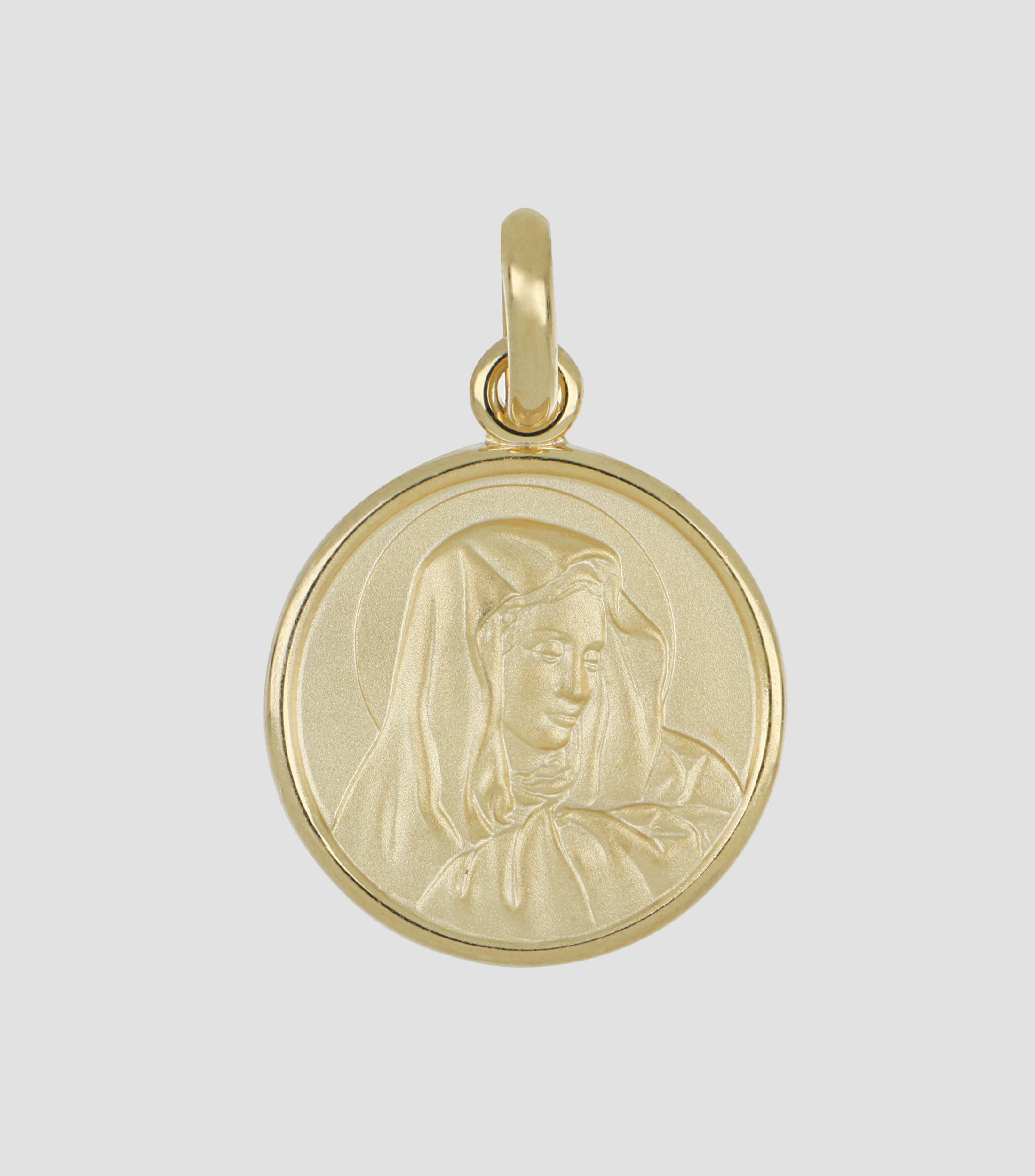 Medalla Virgen Dolorosa en Oro Amarillo de 14 Kilates Mujer