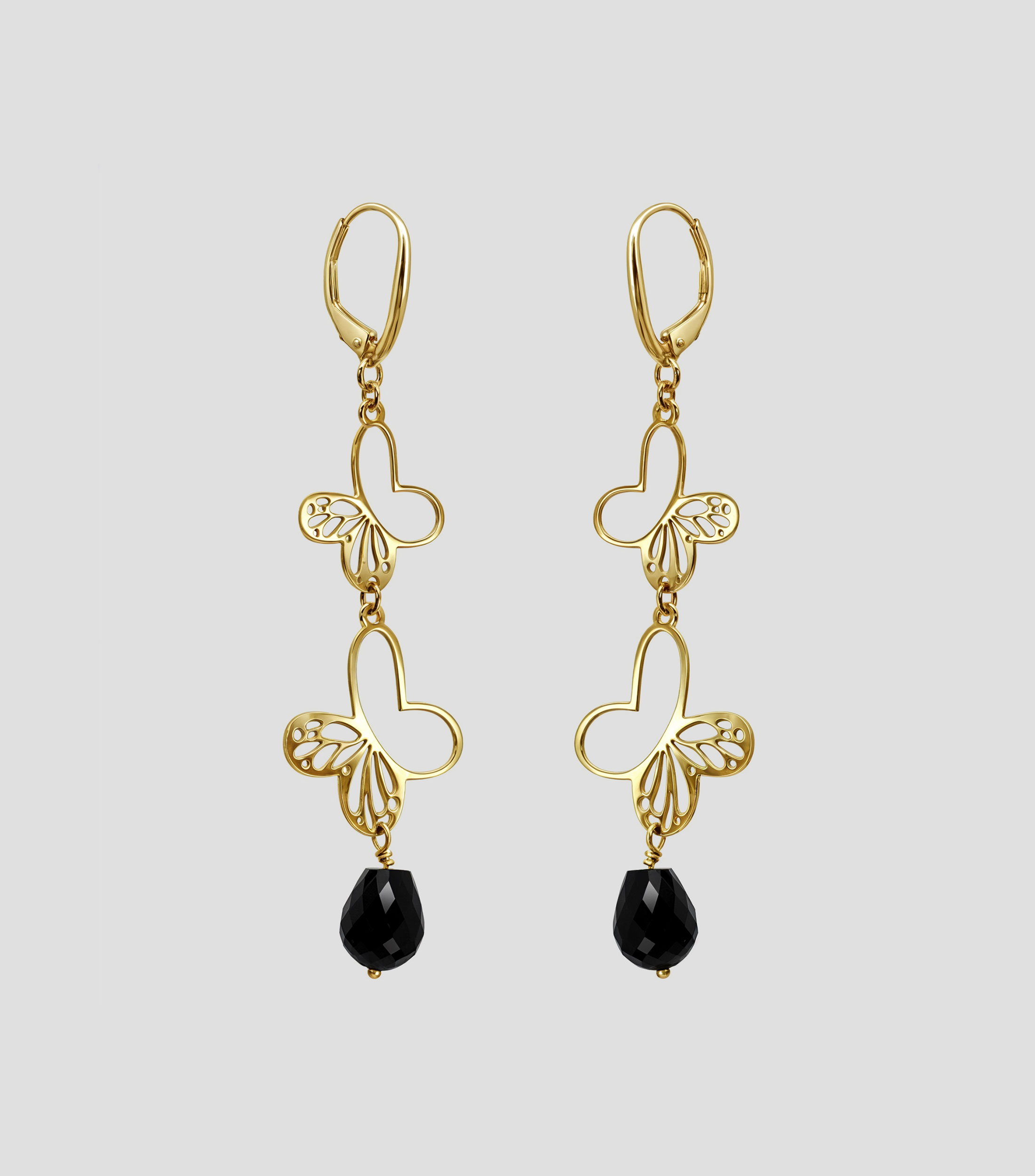 Aretes en Plata 925 con Mariposas y Ágata Mujer