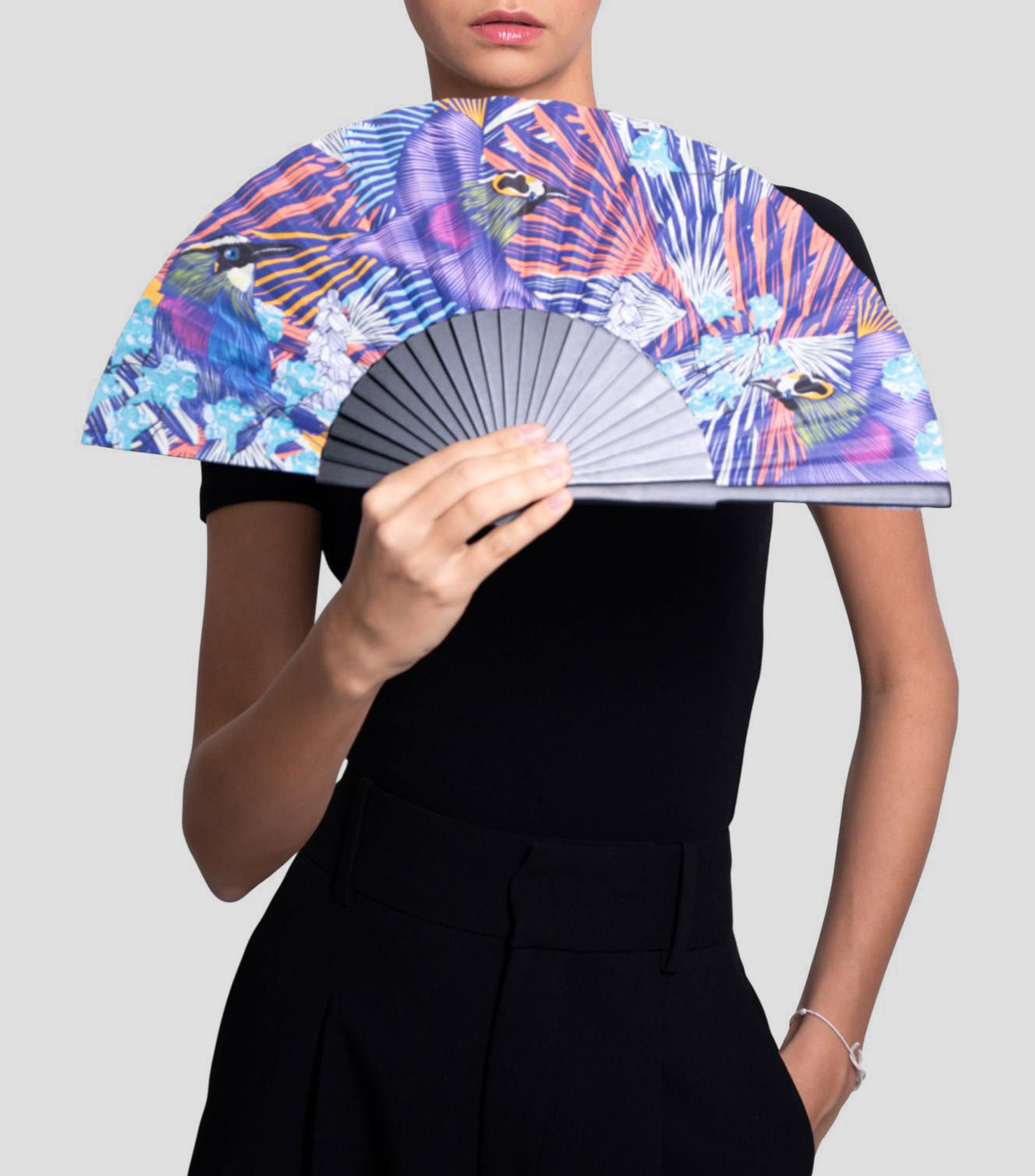 Abanico multicolor estampado Torogoz Mujer
