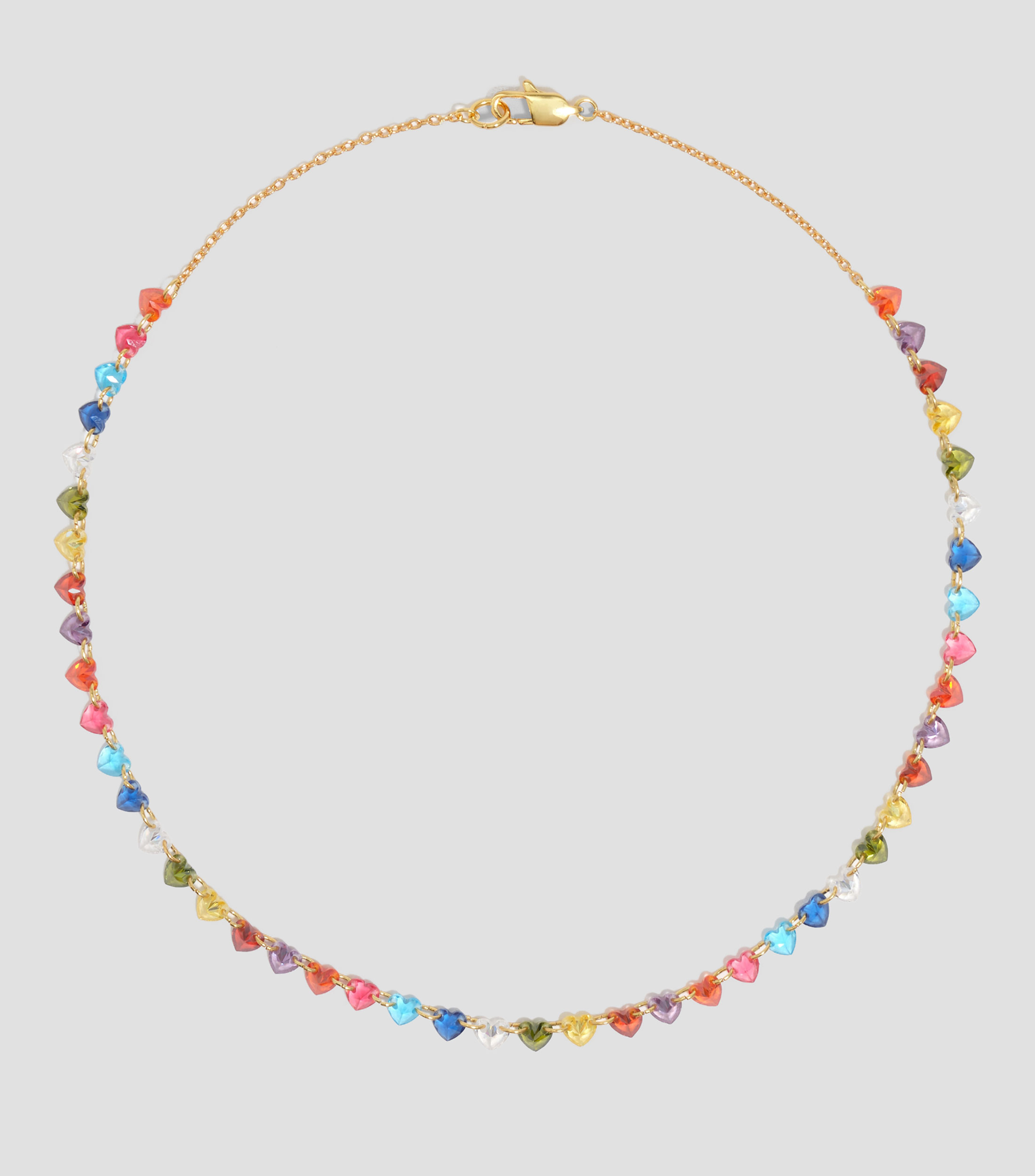 Collar corazones cristales multicolor dorado Mujer